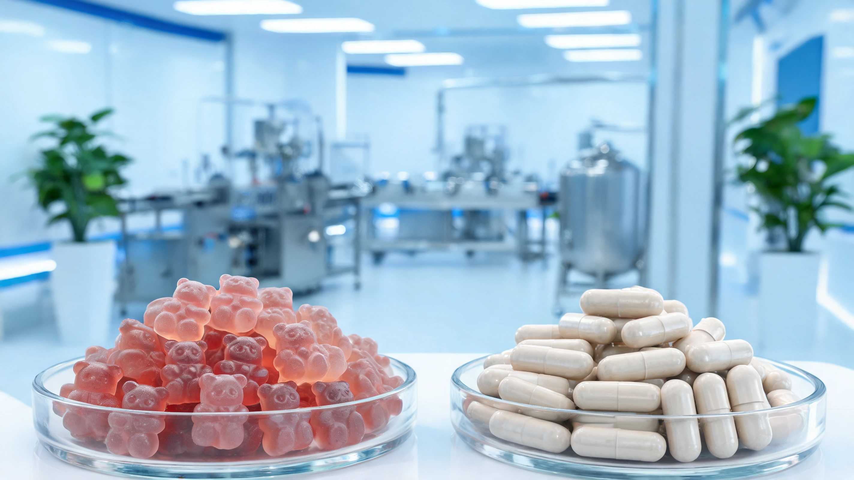 Gummies and capsules factory workflow and product context