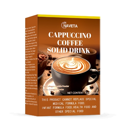 Natural Healthy Slimming Cappuccino Instant Coffee For Men And Women Cream And Sugar Flavored Bitter Taste In Box Packaging