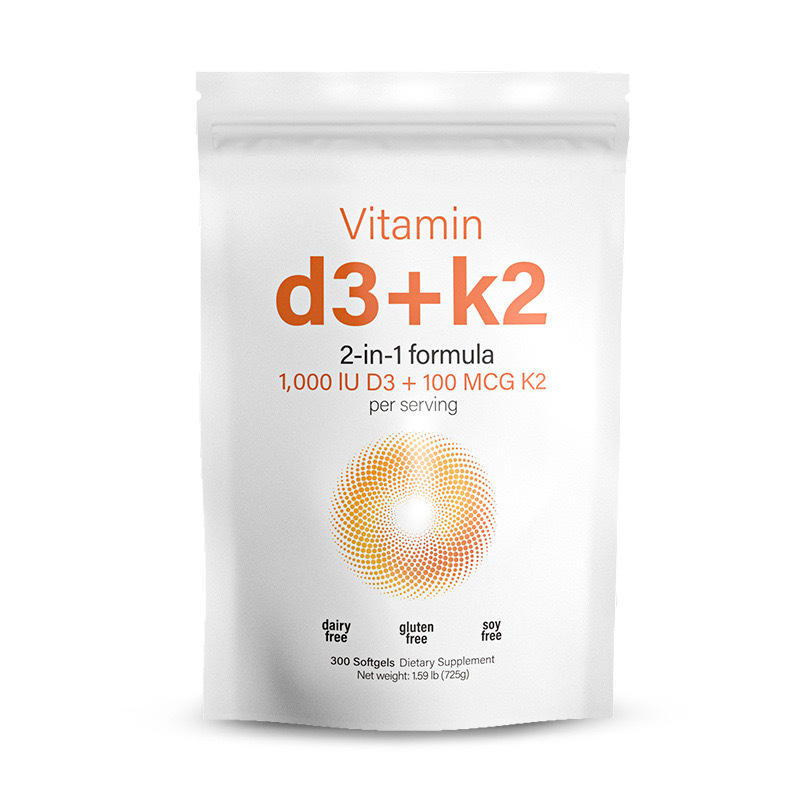 Vitamin D3 And K2 2-in-1 Formula 300 Softgels K2 Mk-7 With Vitamin D3 Supplement Supports Joint,Teeth And Bone Health