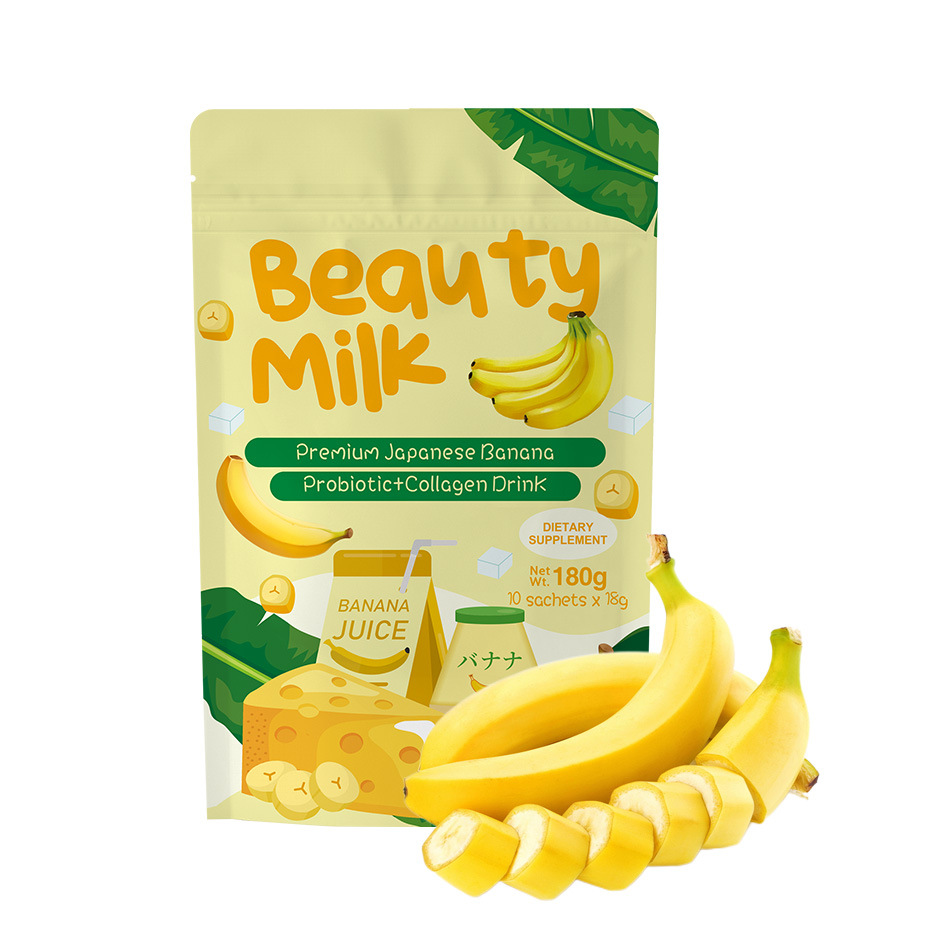 In Stock Premium Beauty Milk Powder Fresh Collagen Drink For Children Banana Flavor In Bag Packaging
