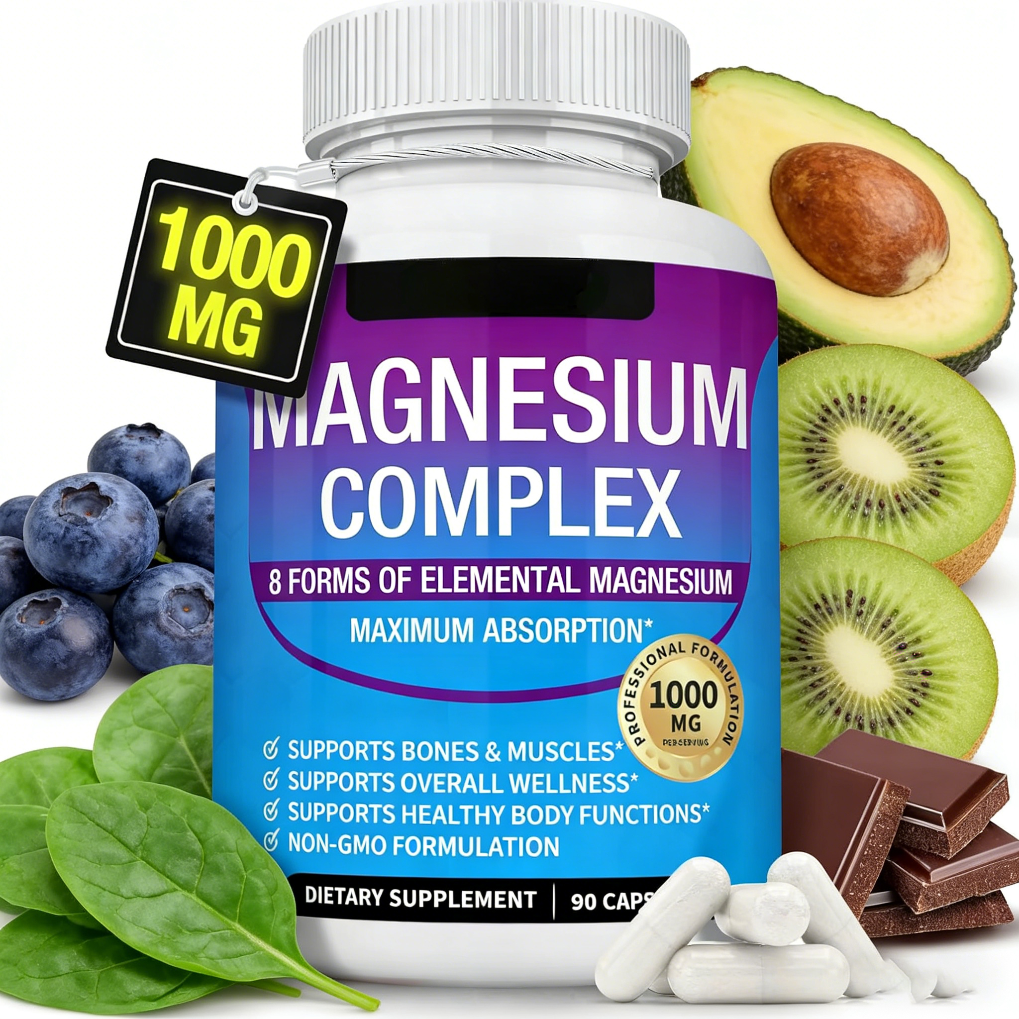 Hot Selling 1000 Mg Complex Magnesium Glycinate Capsules Essential Mineral Supplement