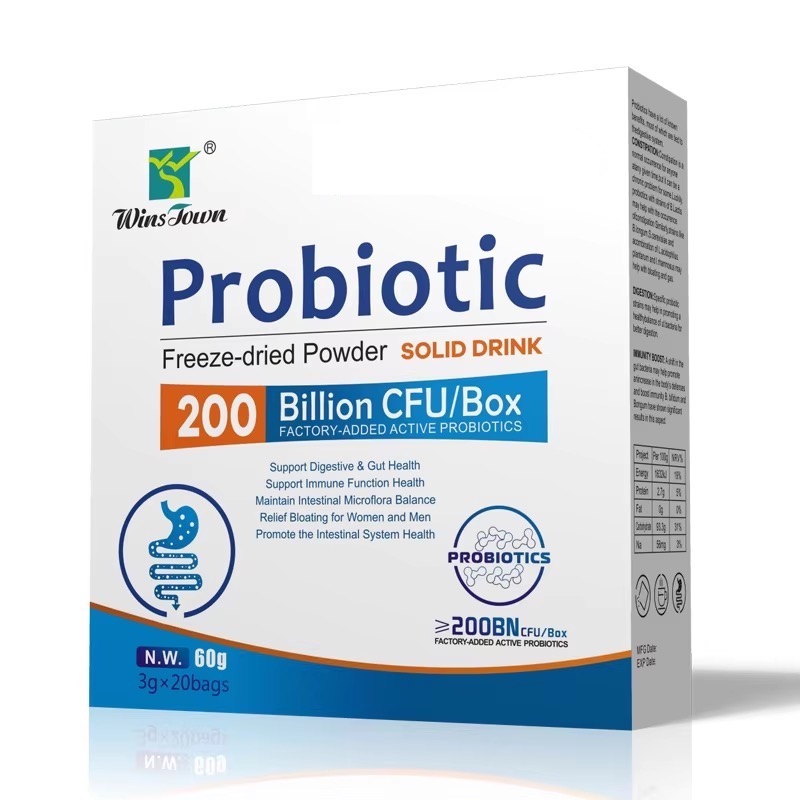 Boisson solide en poudre lyophilis&eacute;e probiotique 200 milliards UFC pour le soutien de la sant&eacute; intestinale