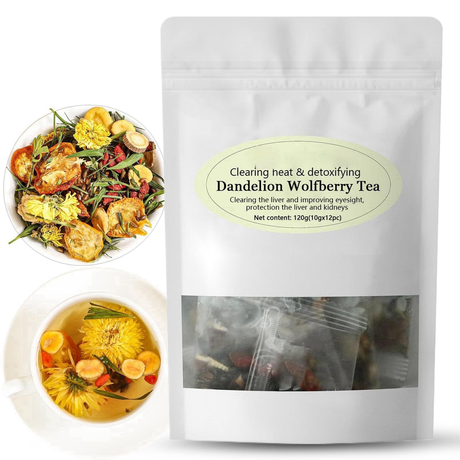 Dandelion Wolfberry Tea Heat Clearing Detoxifying Herbal Tea For Liver Kidney Wellness