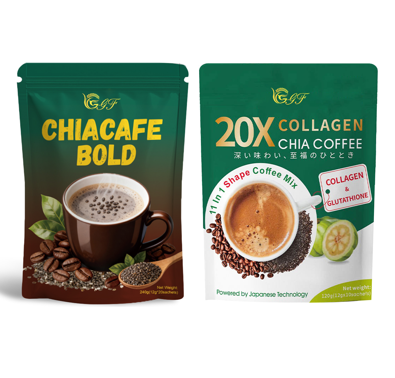 Hot Original Coffee Collagen. Coffee Mellow Taste Collagen Chia Seed Chocolate Flavor Bag