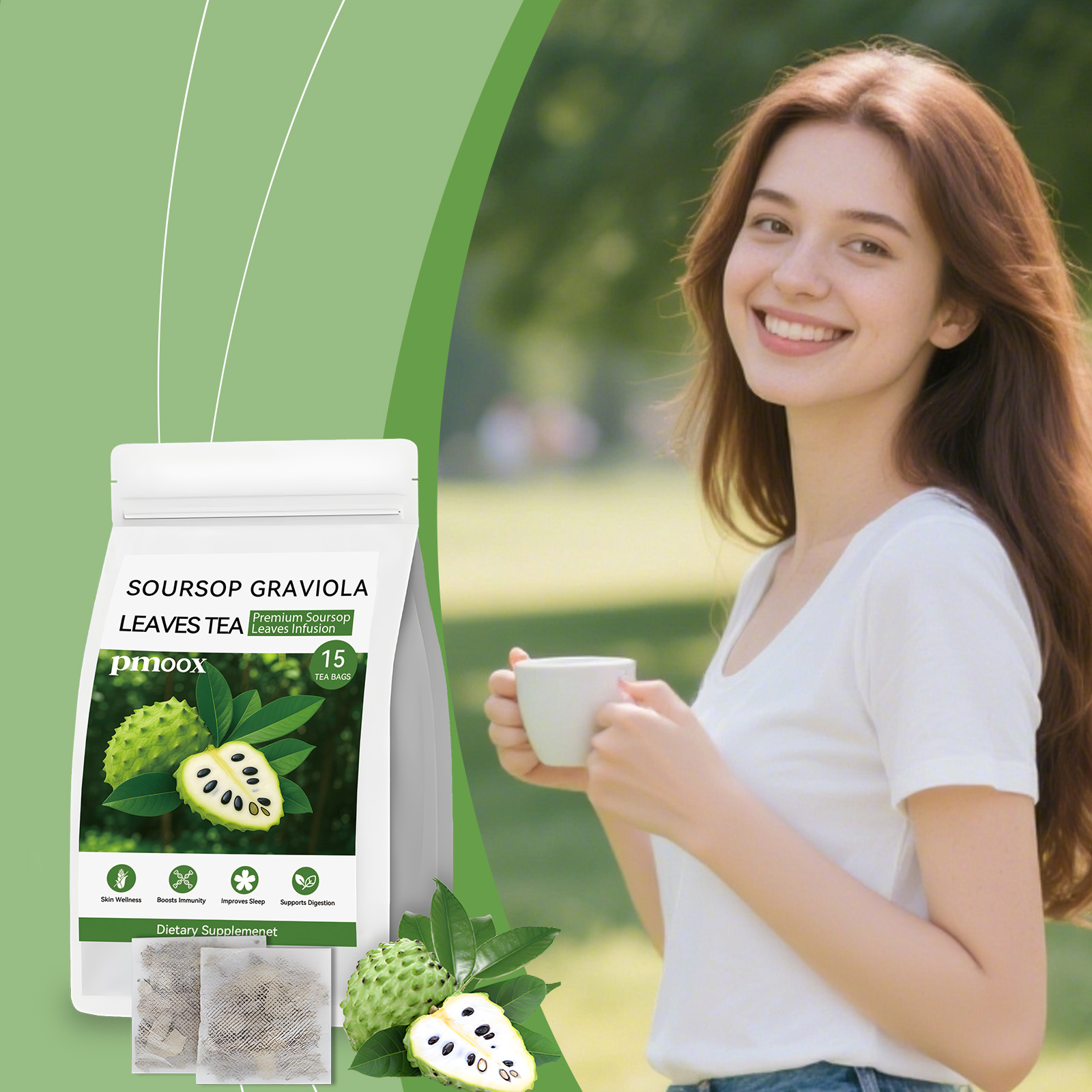Natural Soursop Graviola Leaves Herbal Tea Caffeine Free Thai Cultivated Herbal Tea