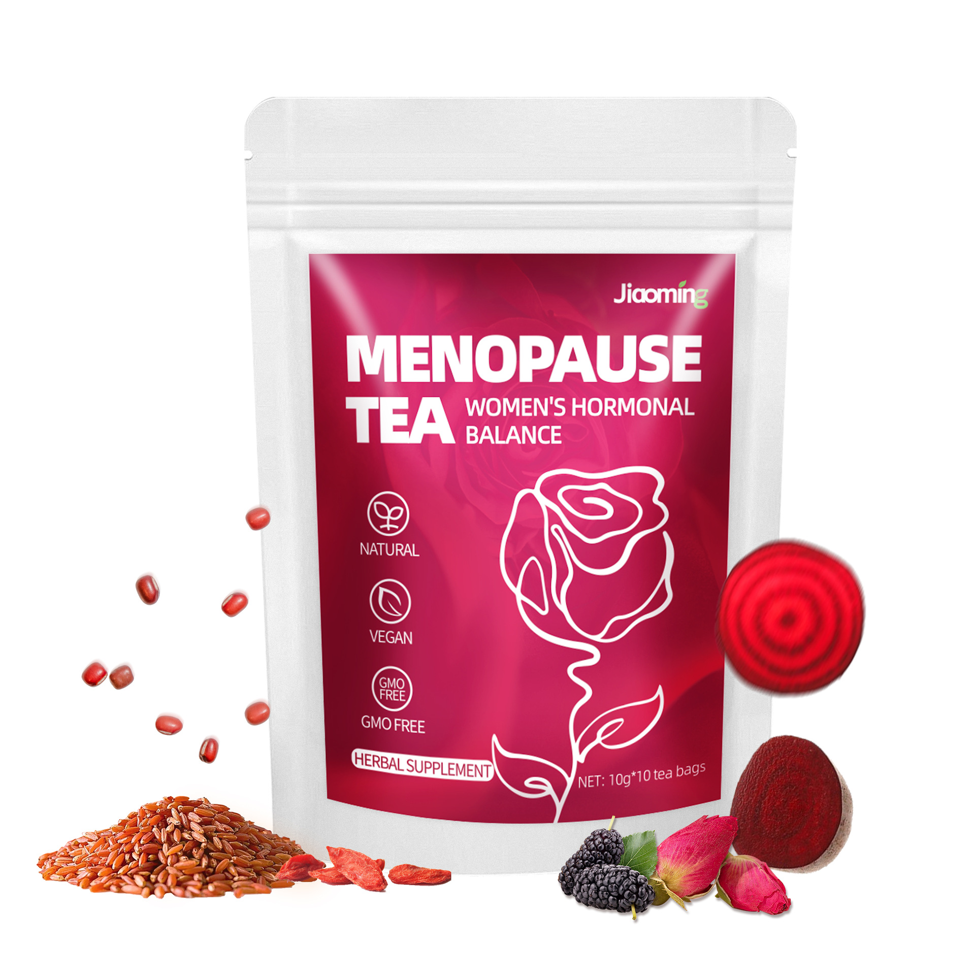 Natural Vegan Menopause Tea For Women's Hormonal Balance Herbal Supplement Tea Bags