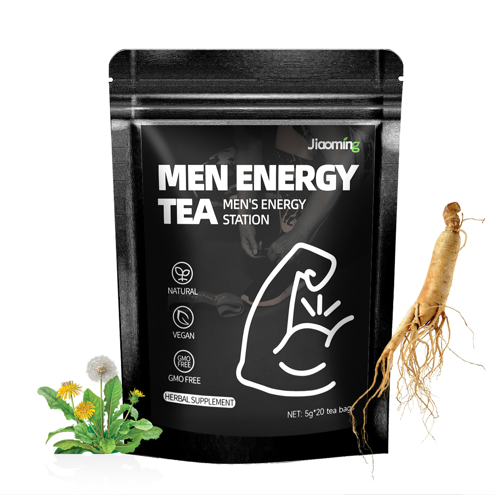 T&eacute; Energ&eacute;tico para Hombres Suplemento Herbal Natural Vegano Sin OGM para el Bienestar Diario Masculino