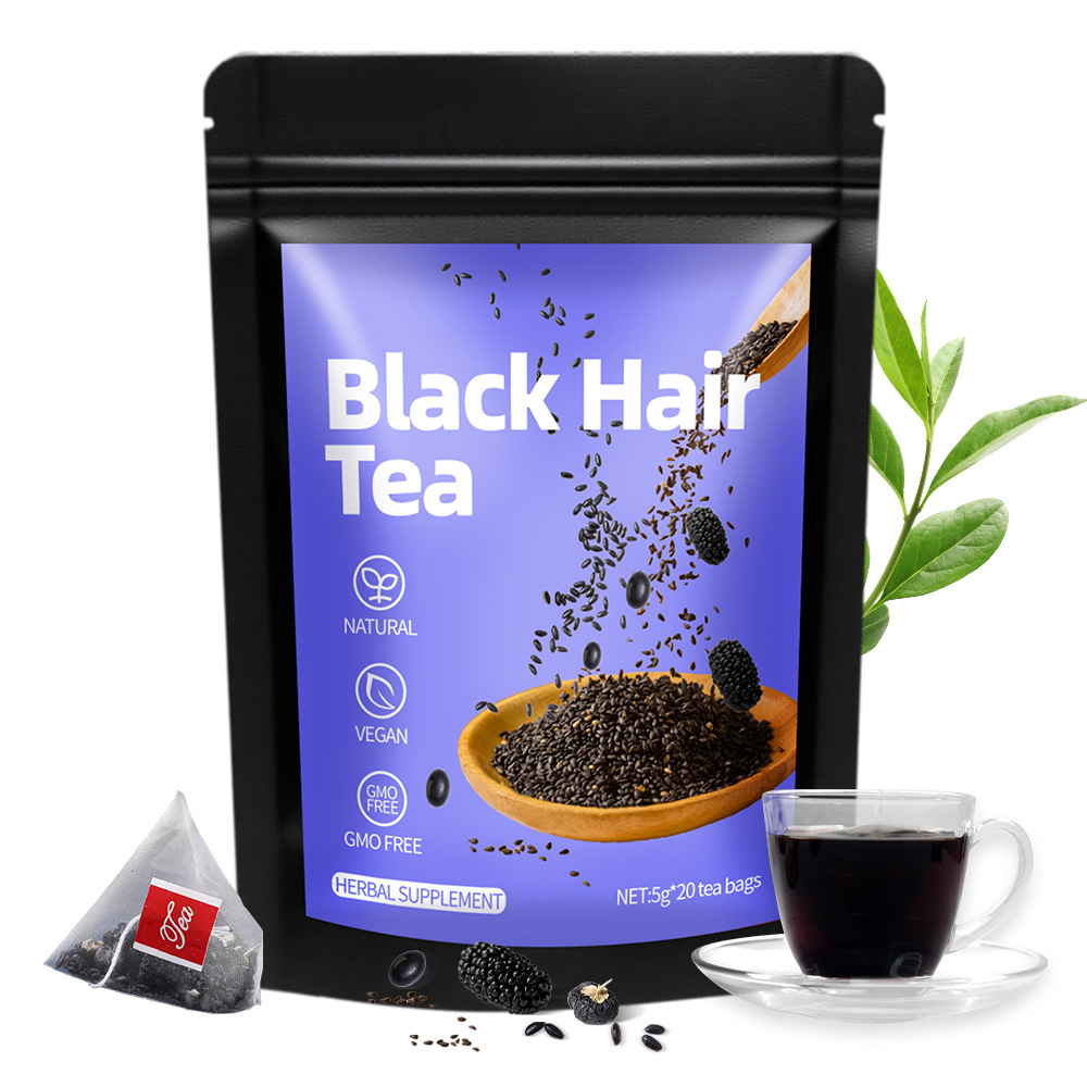 Th&eacute; naturel v&eacute;g&eacute;talien pour cheveux noirs &ndash; Sachets de th&eacute; aux herbes pour le soutien du bien-&ecirc;tre capillaire