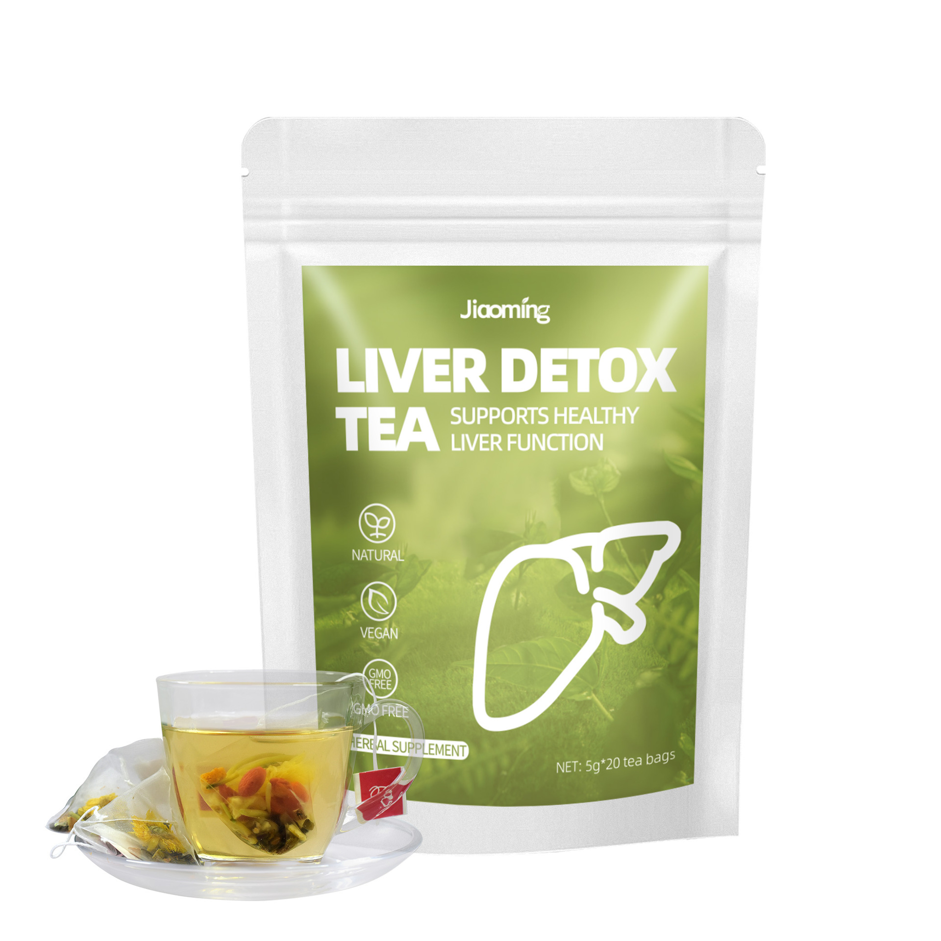 天然纯素肝脏排毒茶 草本茶包 用于肝功能支持