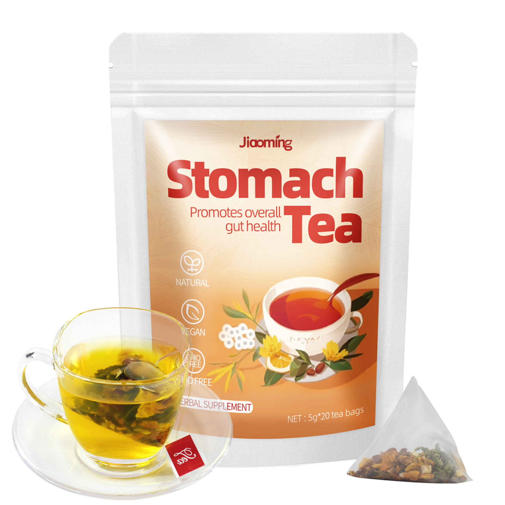 天然纯素胃部草本茶 草本茶包 用于肠道健康支持