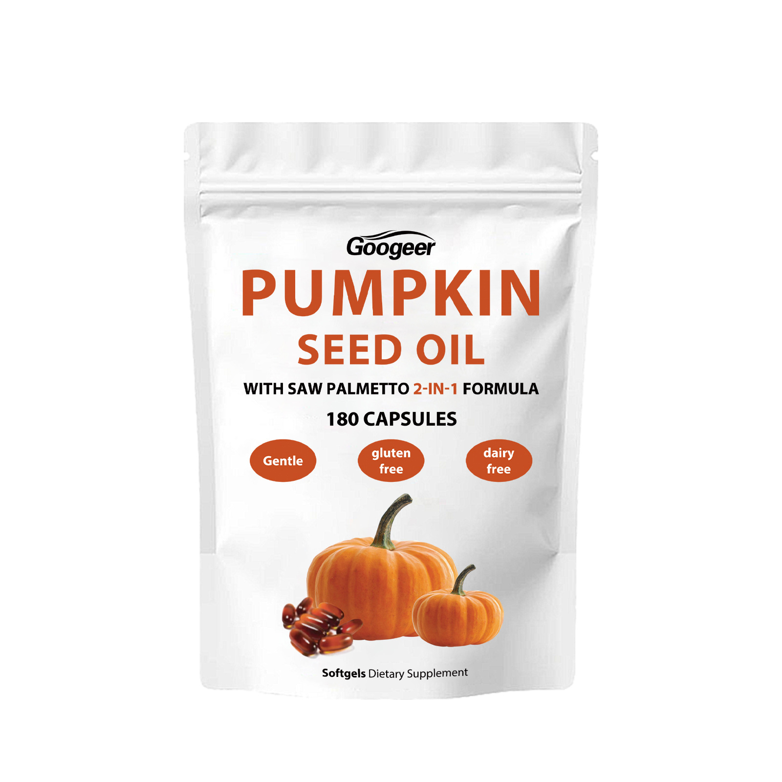 Pumpkin Seed Oil With Saw Palmetto 2-in-1 Formula Softgels Dietary Supplement Gluten Free Dairy Free Gentle