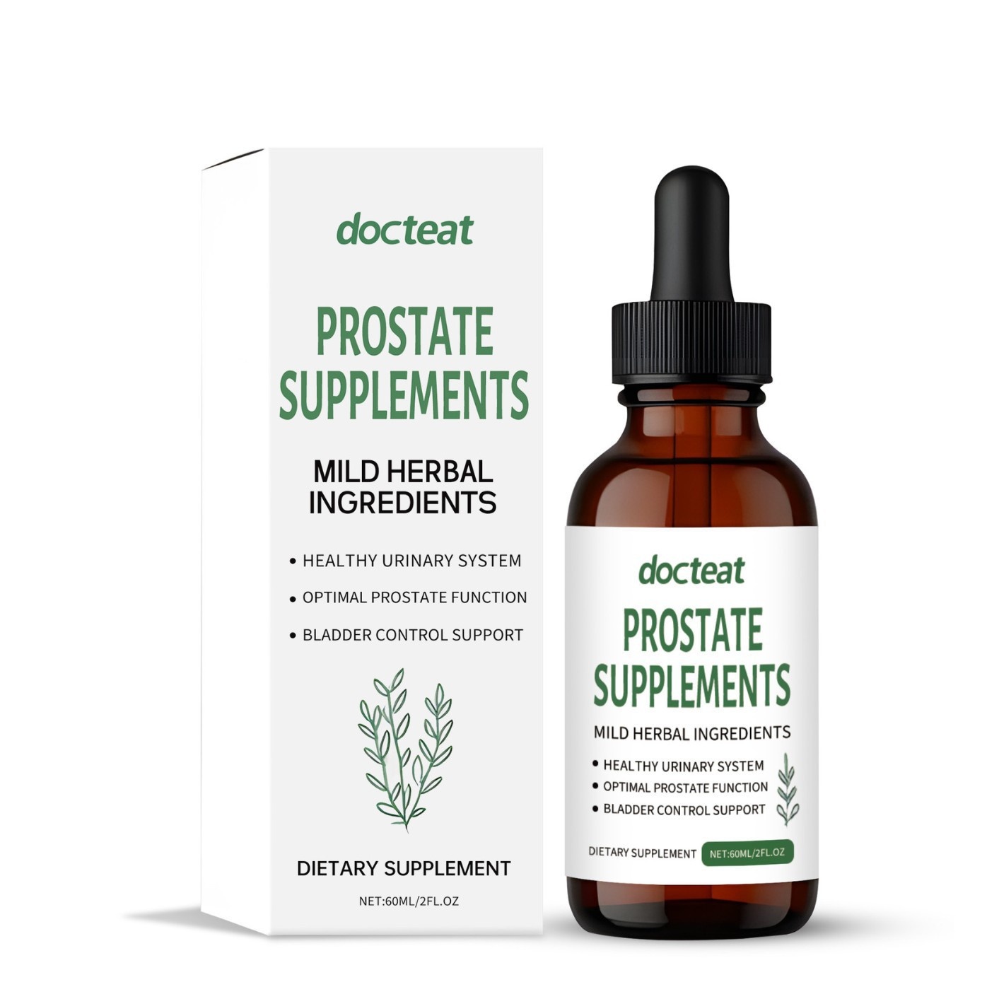 Herbal Prostate Support Supplement For Men - Liquid Drops With Mild Ingredients For Urinary System & Bladder Control Health