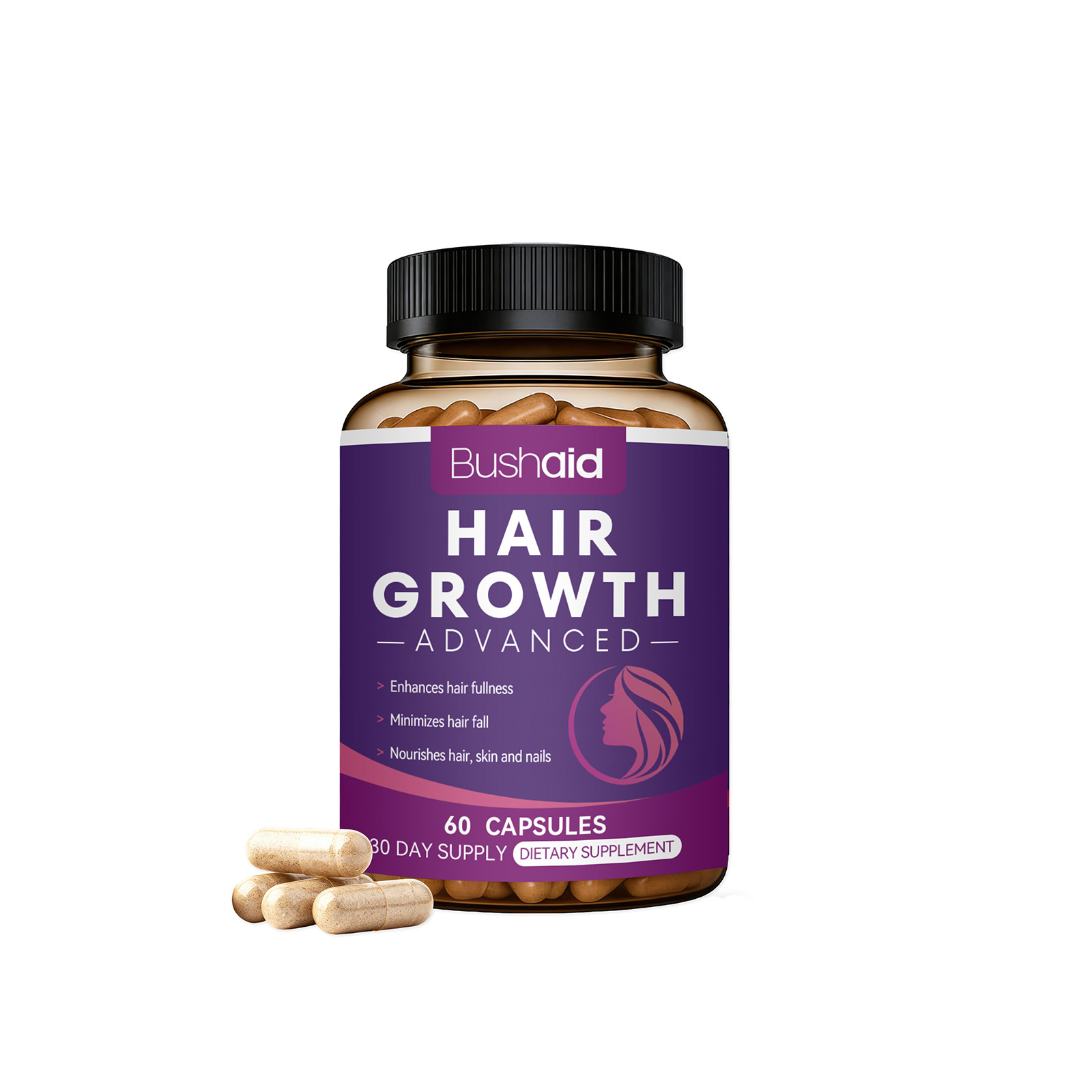 Biotine Haute R&eacute;sistance avec Collag&egrave;ne & MSM pour la Croissance des Cheveux, Cheveux Plus &Eacute;pais, Sant&eacute; de la Peau & des Ongles, 60 G&eacute;lules