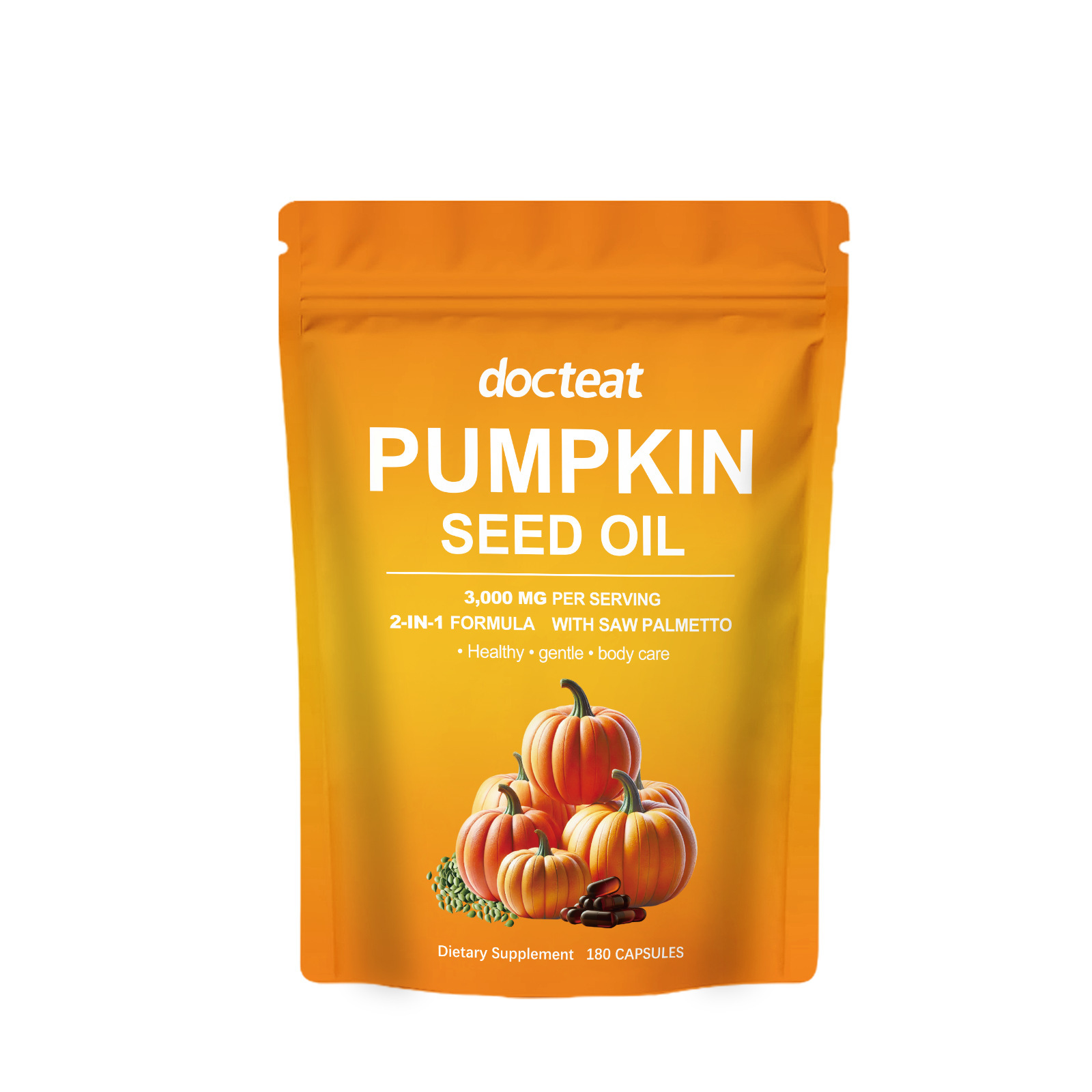 Natural Pumpkin Seed Oil Softgel Capsules With Saw Palmetto Extract For Hair Scalp & Prostate Health Dietary Supplement