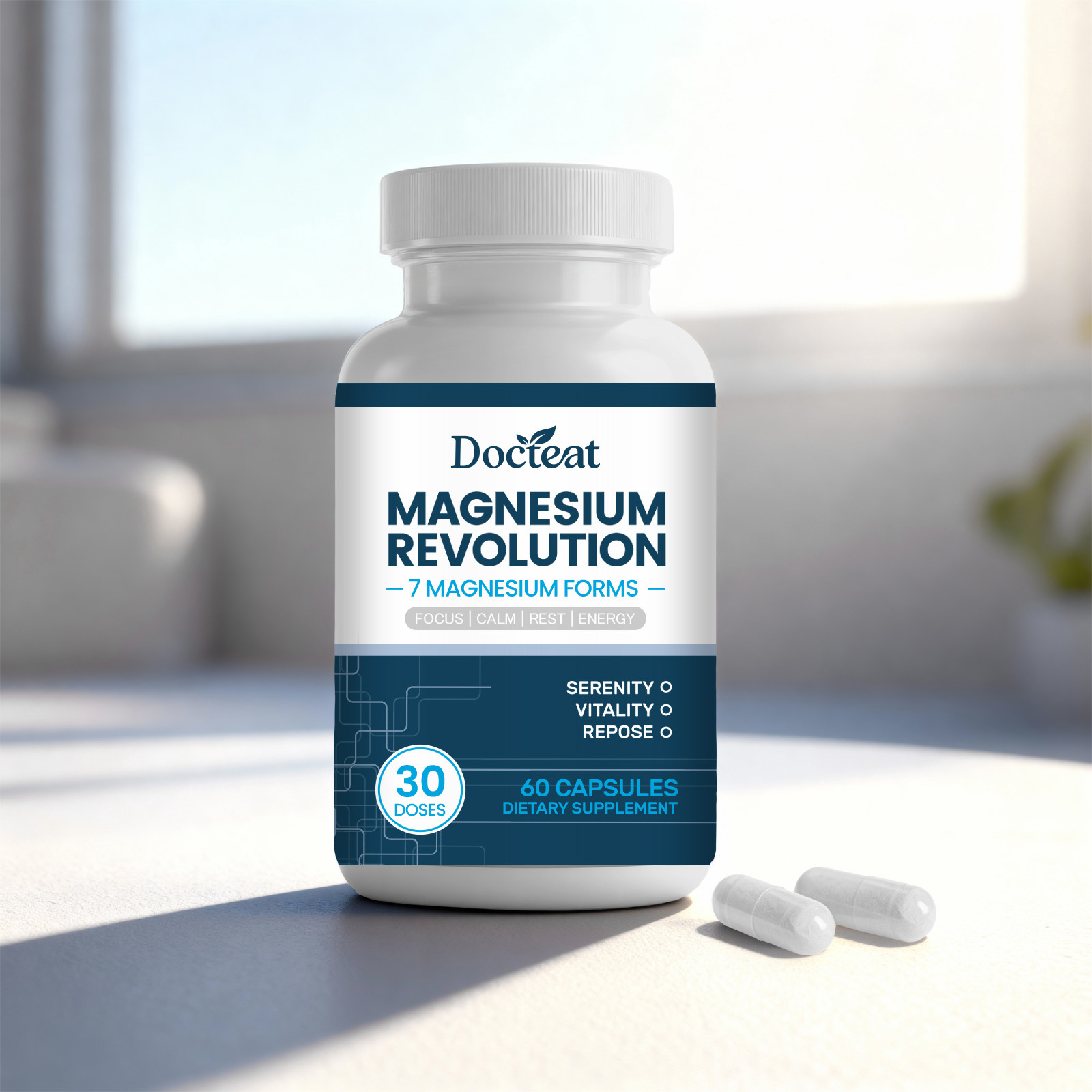 Magnesium Supplement Capsules 60 Count Improve Sleep Quality Enhance Vitality Energy Dietary Supplement Capsules