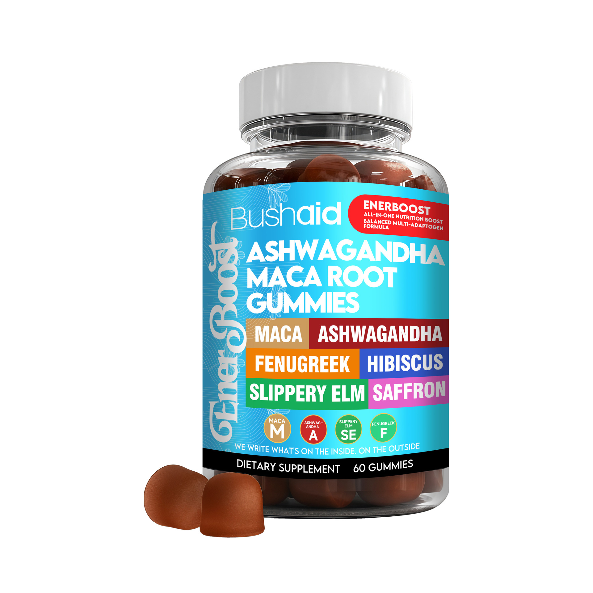 Bonbons g&eacute;lifi&eacute;s &agrave; l'ashwagandha et &agrave; la racine de maca pour am&eacute;liorer la densit&eacute; osseuse 60 gommes-pour les gommes d'entr&eacute;e