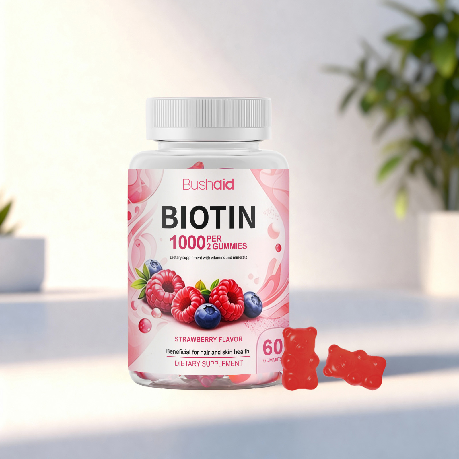 Biotine Pectine Gummies Produits de Beaut&eacute; Tr&egrave;s Vendus 60 Unit&eacute;s Favorise une Peau Saine Gummies