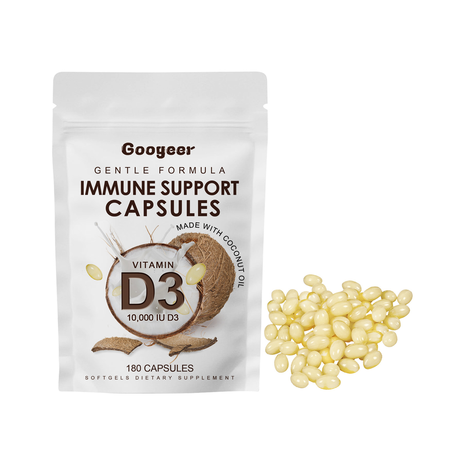 Overseas Googeer Adult & Pregnant Women Immune Support Softgel Capsules Vitamin D3 Dietary Supplement