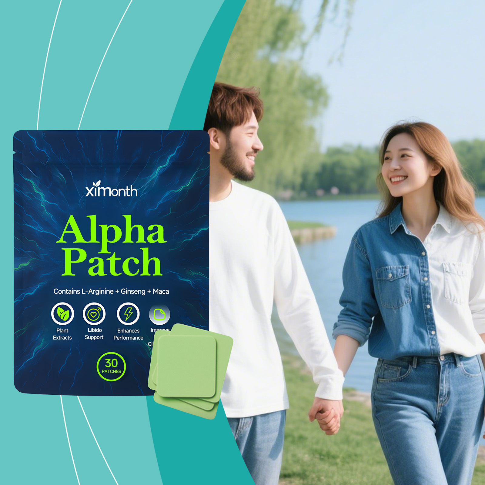Men's Care Patches With L-arginine Ginseng & Maca Plant Extract Formula Gently Nourishes & Cares Portable Body Patches