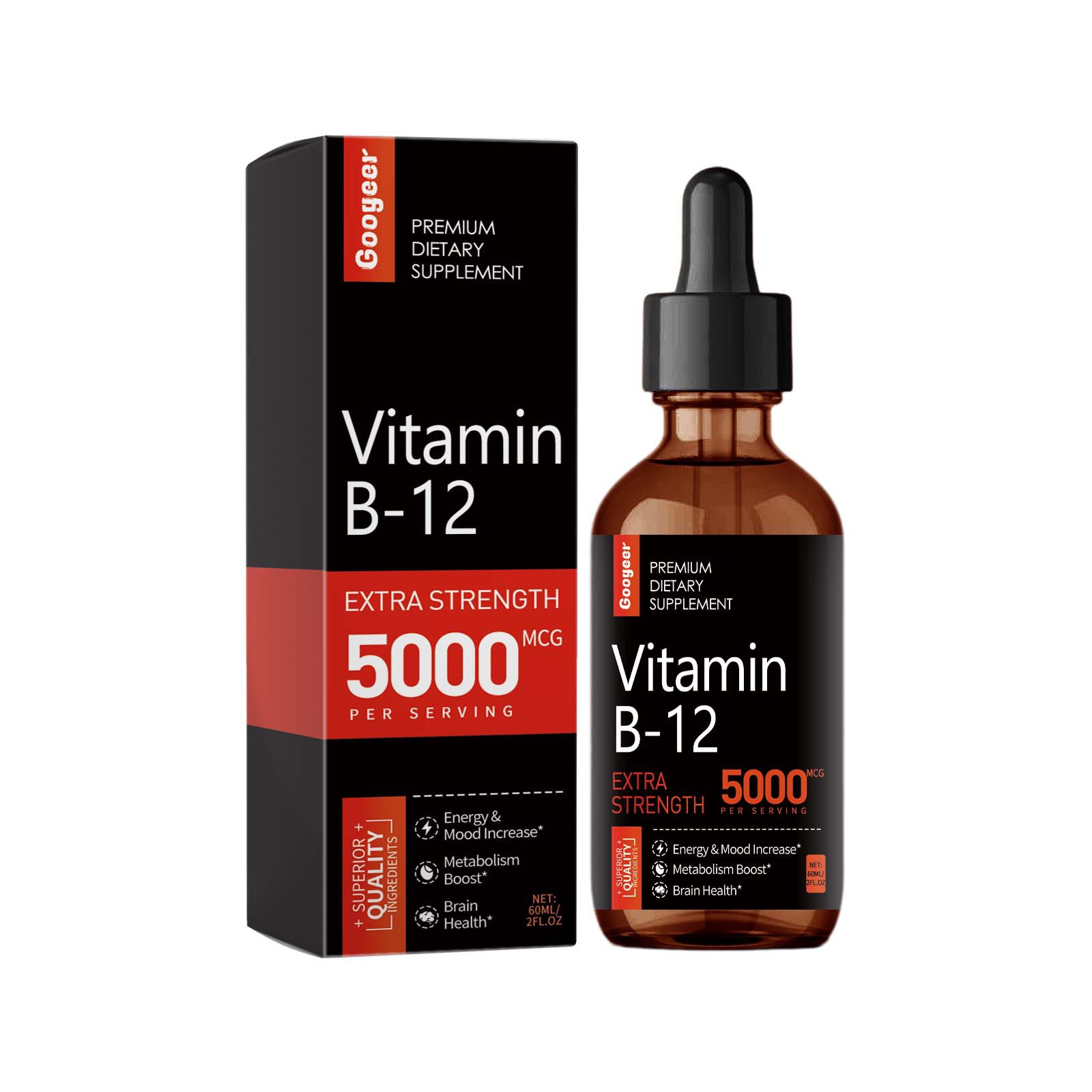 Vitamin B-12 Oral Liquid 5000mcg Per Serving Energy-boosting Body Fatigue Relief & Vitality Care Drops