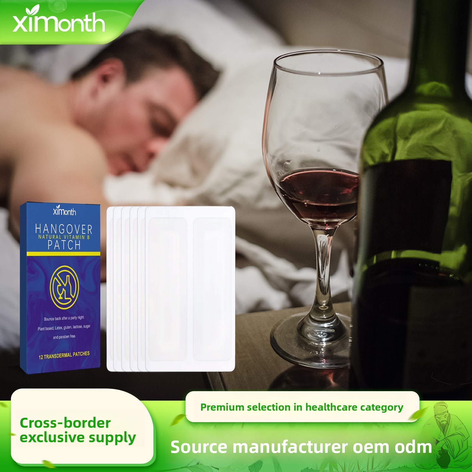 Ximonth Autocollant Corporel Vitamine B Soulagement de la Gueule de Bois Apr&egrave;s Avoir Bu T&ecirc;te Et Plante Patch Doux Portable