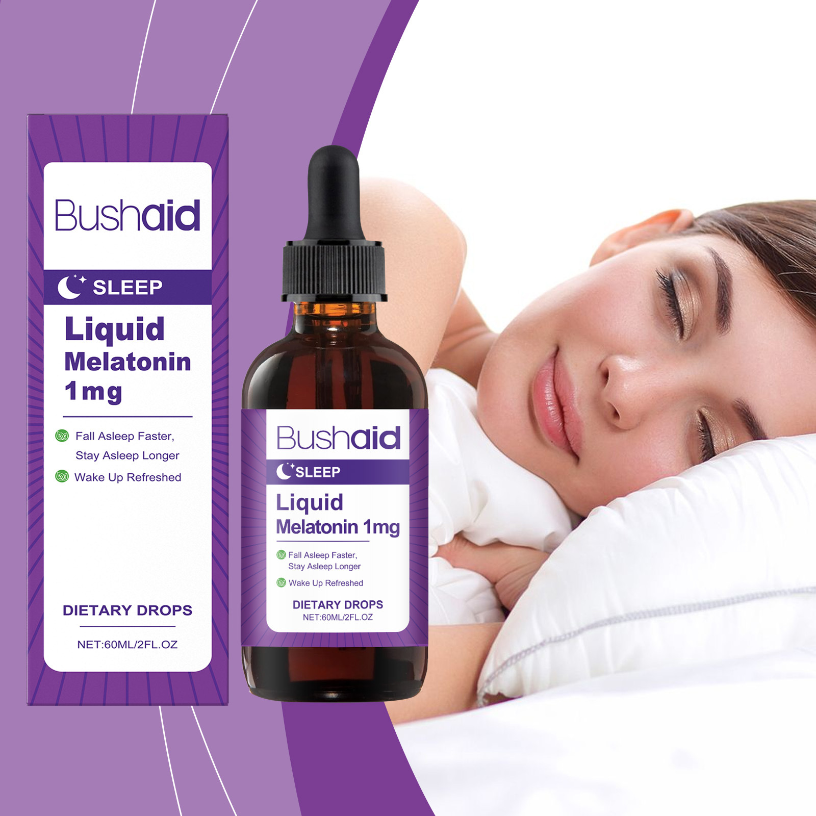 Liquid Melatonin Sleep Support Drops For Adults Natural Sleep Aid To Fall Asleep Faster Dietary Supplement