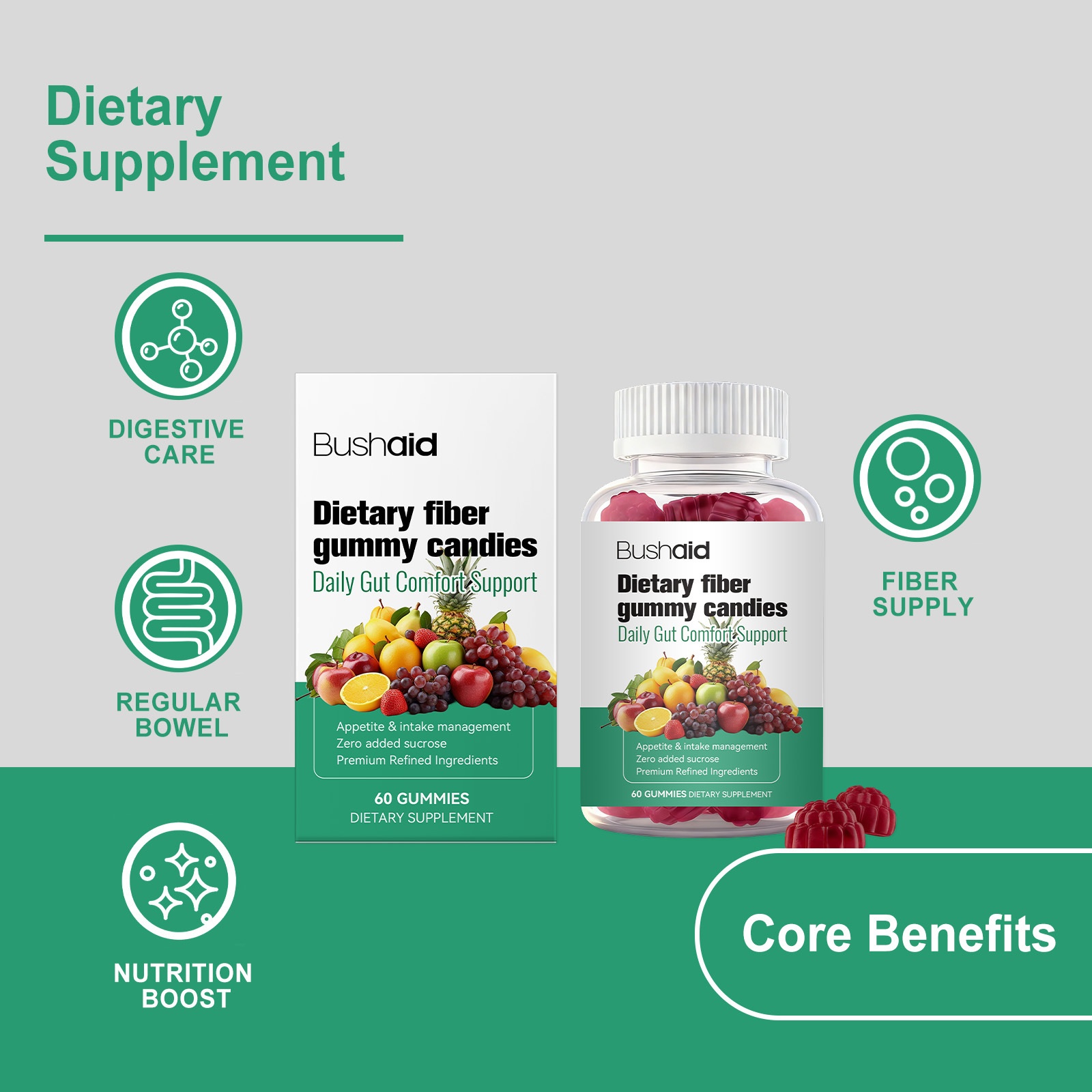 Custom Oem/odm Fruit-flavored Plant Fiber Gummies | Bulk Wholesale | 72 Count