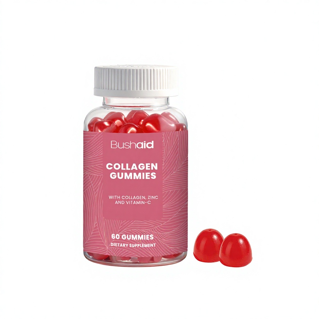Bushaid Collagen Gummies Vitamin E Zinc Vitamin C Improved Bone Density-gentle Ingredients Delicious Daily Nutrition 60 Count