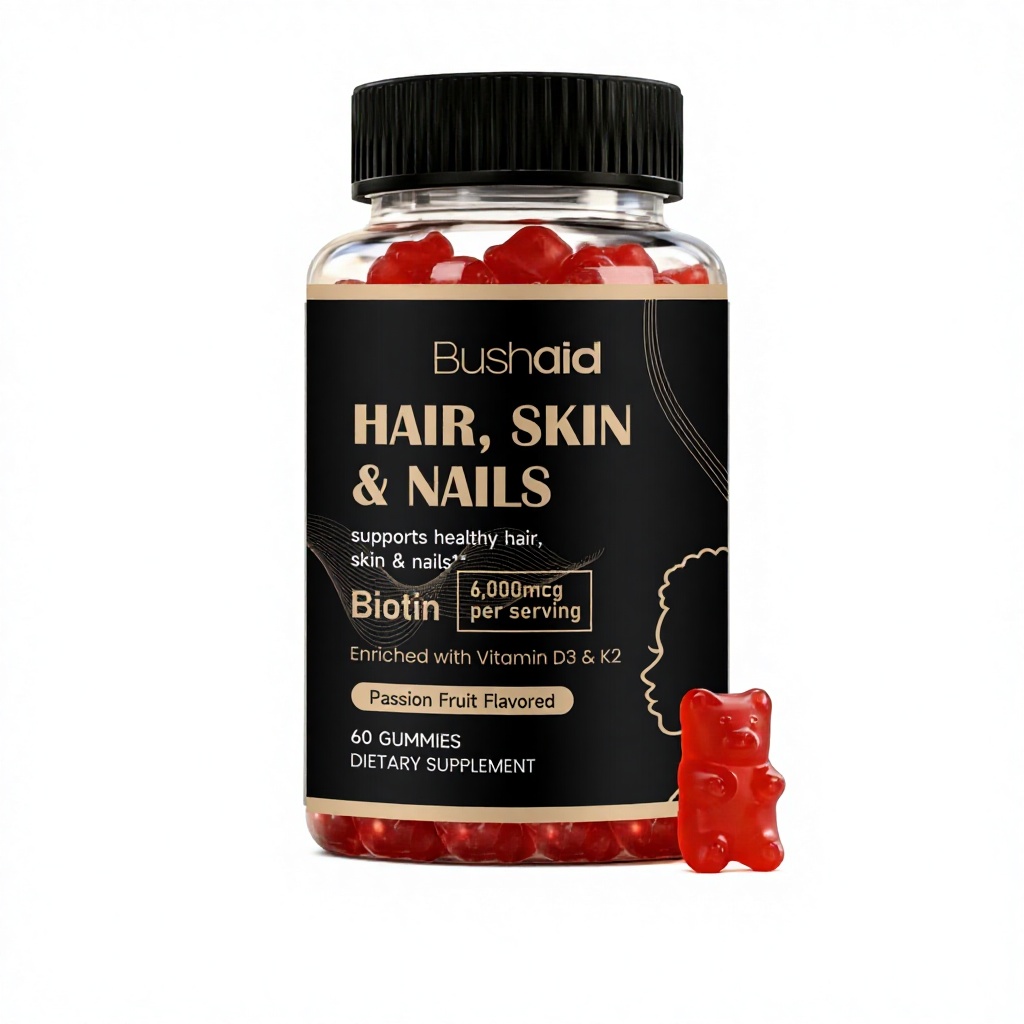 Biotin Hair Skin Nails Gummies With Vitamin D3 K2 Passion Fruit Flavor Dietary Supplement For Hair Skin & Nails Gummies