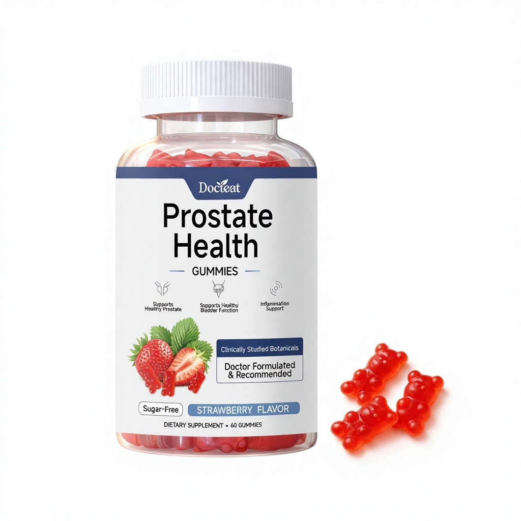 Premium Sugar Free Strawberry Prostate Health Gummies With Botanical Blend For Mens Daily Wellness Nutritional Support
