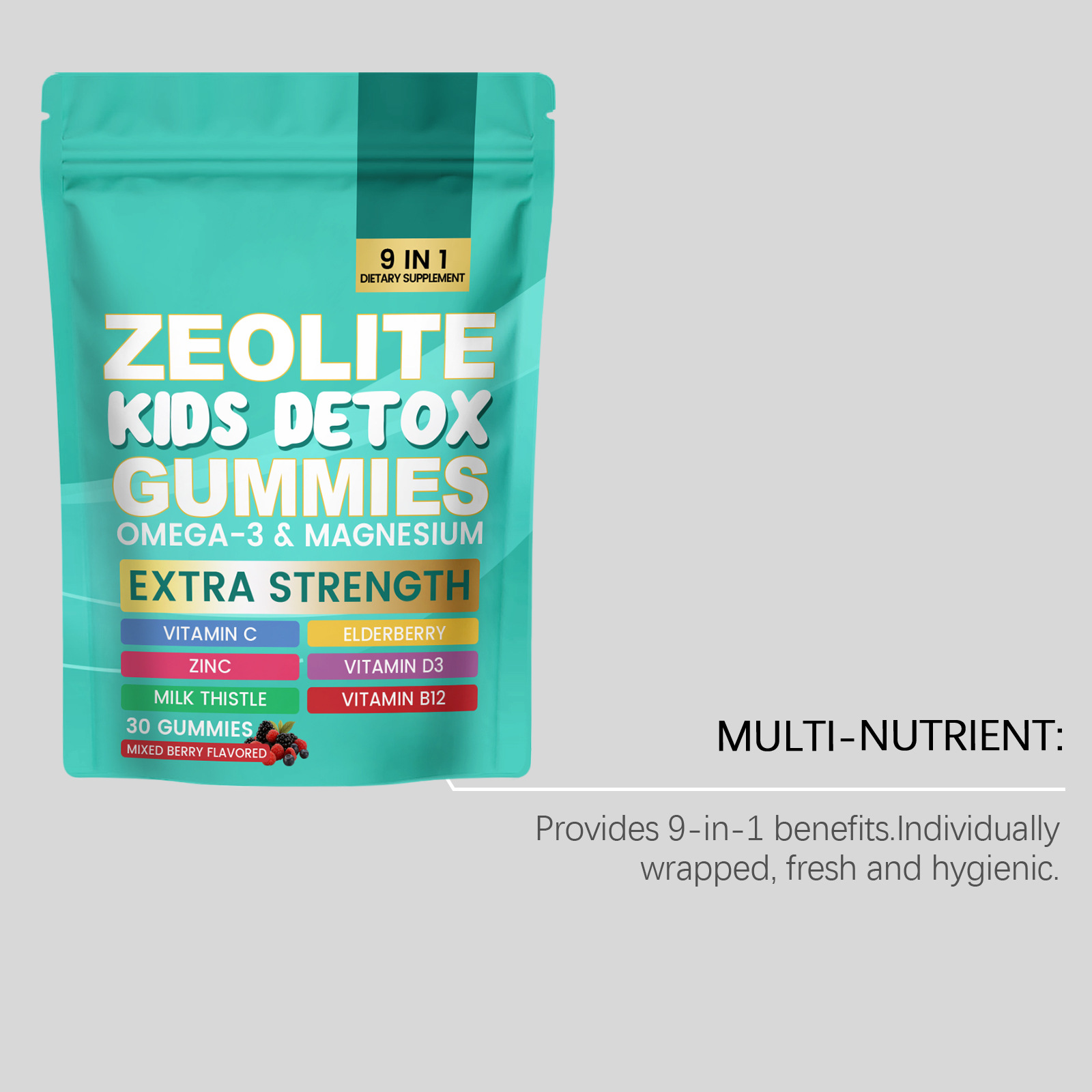 Gummies pour enfants 9-en-1 Densit&eacute; osseuse am&eacute;lior&eacute;e et soutien du sommeil 30 comprim&eacute;s Compl&eacute;ment alimentaire pour enfants Oem