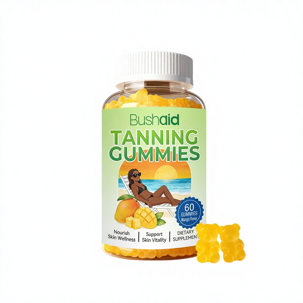 Bushaid Skin Glow Nourishing Gummies 60 Count Daily Gentle Moisturizing Glow For Body Skin Unisex Portable