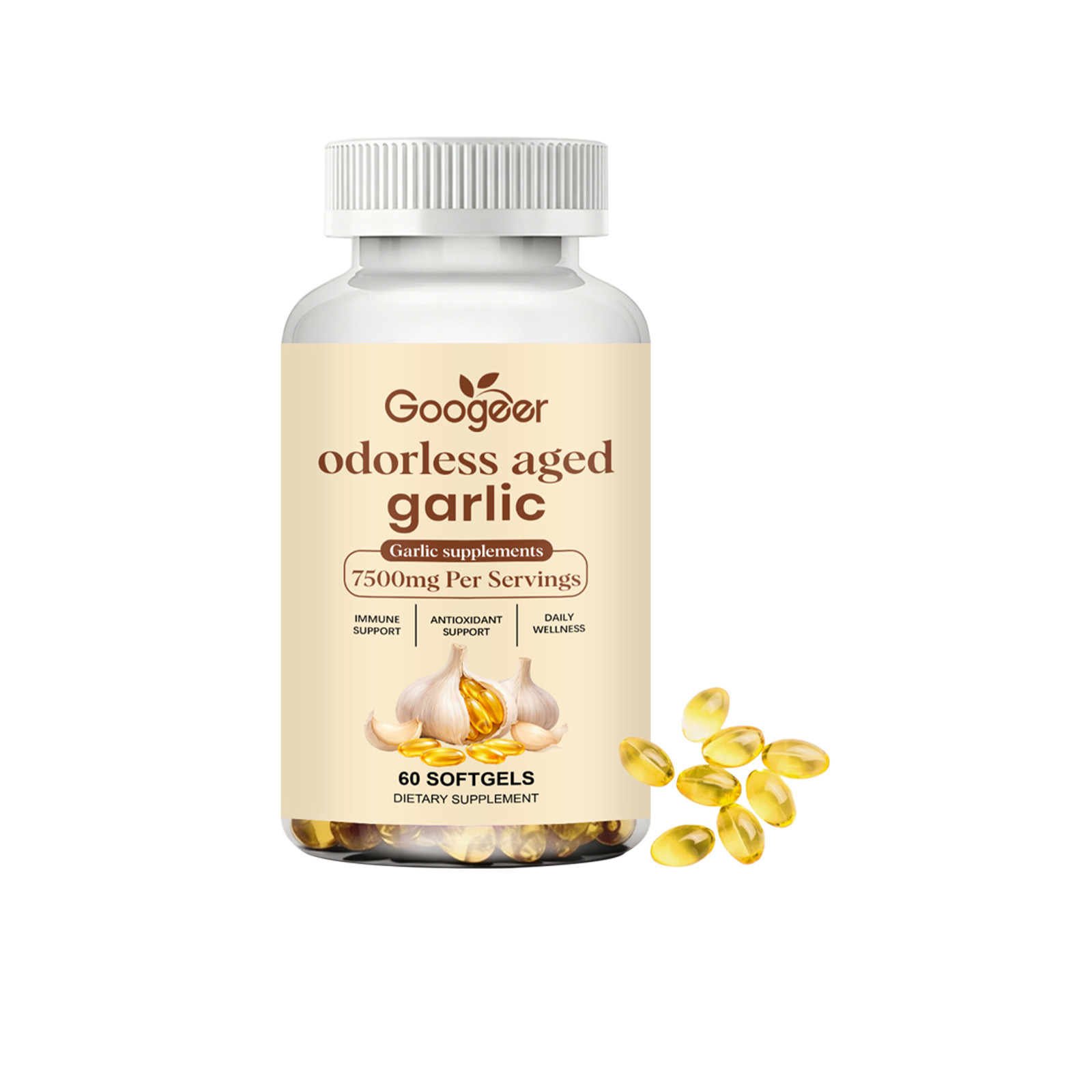 Googeer Cooked Garlic Softgel Capsules Scientifically Proportioned Plant Dietary Supplements For Improved Bone Density 60 Count