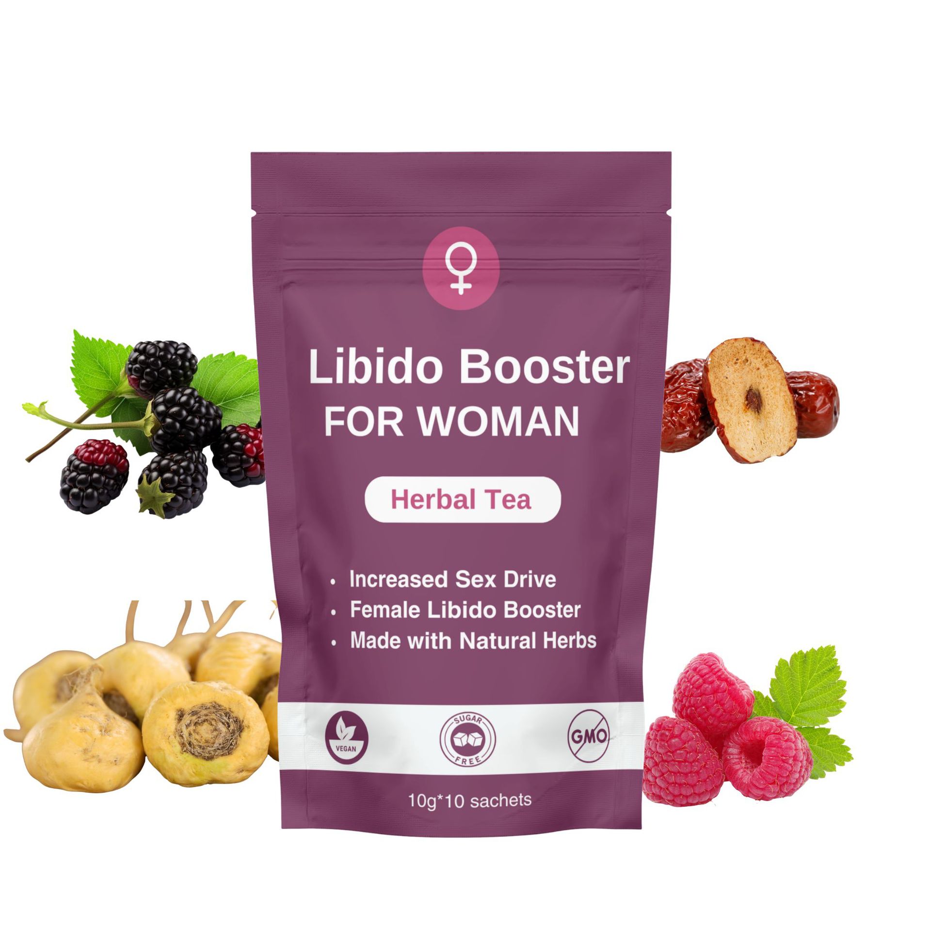 Tisane pour femmes, soutien naturel au bien-&ecirc;tre, vegan, sans sucre, non OGM, sachets de th&eacute;, th&eacute;