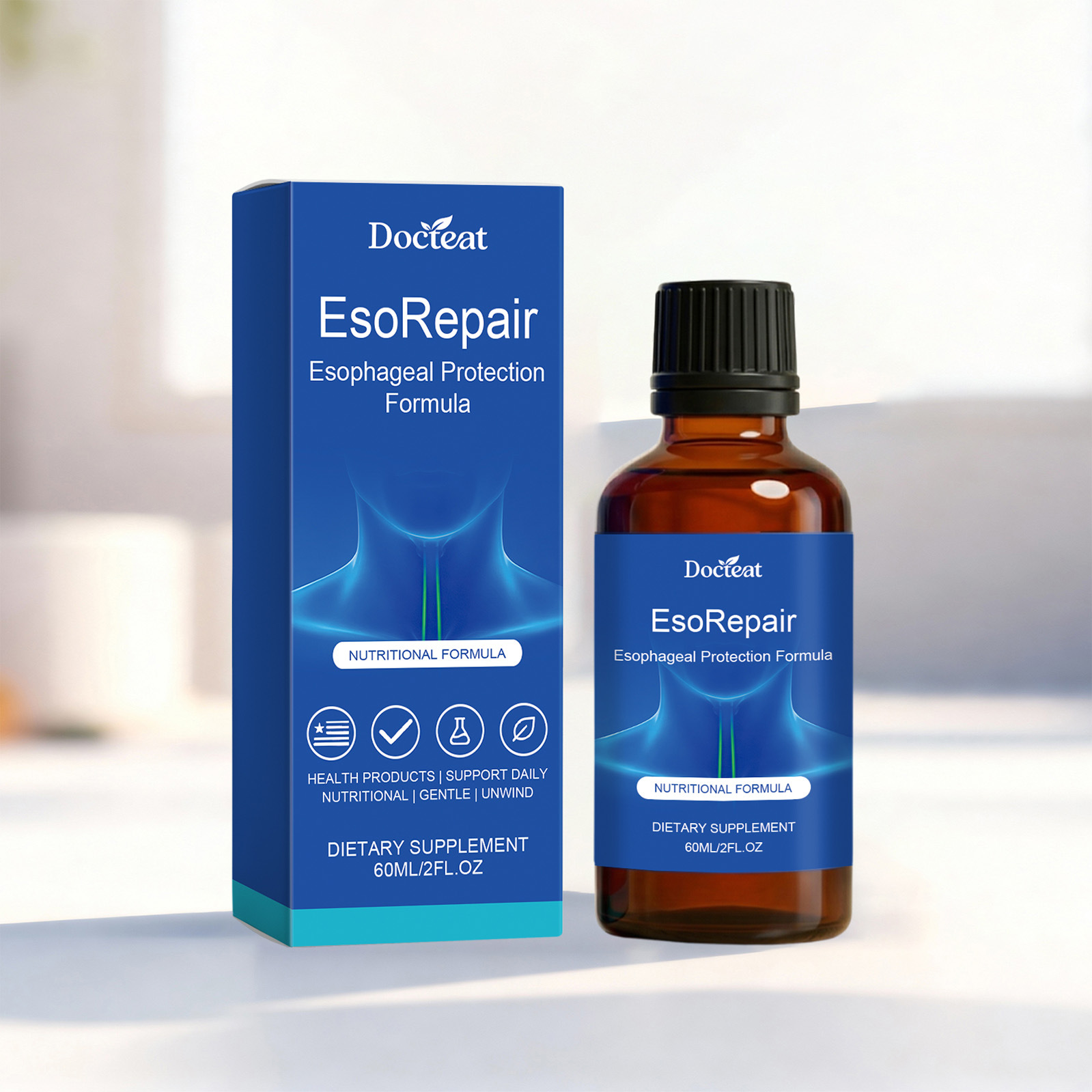 Suplemento diet&eacute;tico l&iacute;quido de apoyo esof&aacute;gico Cuidado de la comodidad de la garganta Gotas orales Suplemento de salud para el alivio intestinal Para gotas diarias