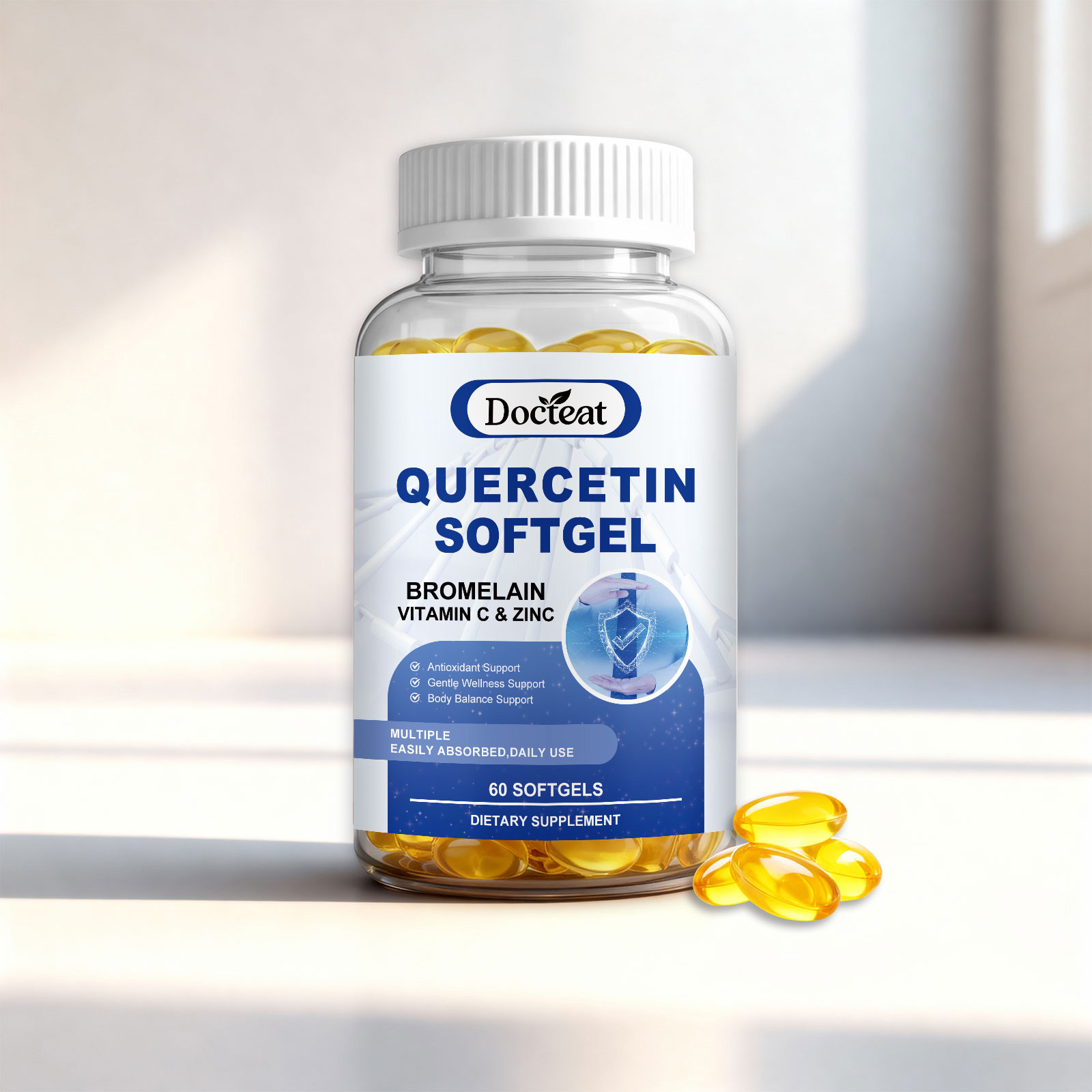 Wholesale Custom Private Label Natural Nutrient Blend Quercetin Soft Capsules Contain Bromelain Vitamin C Zinc