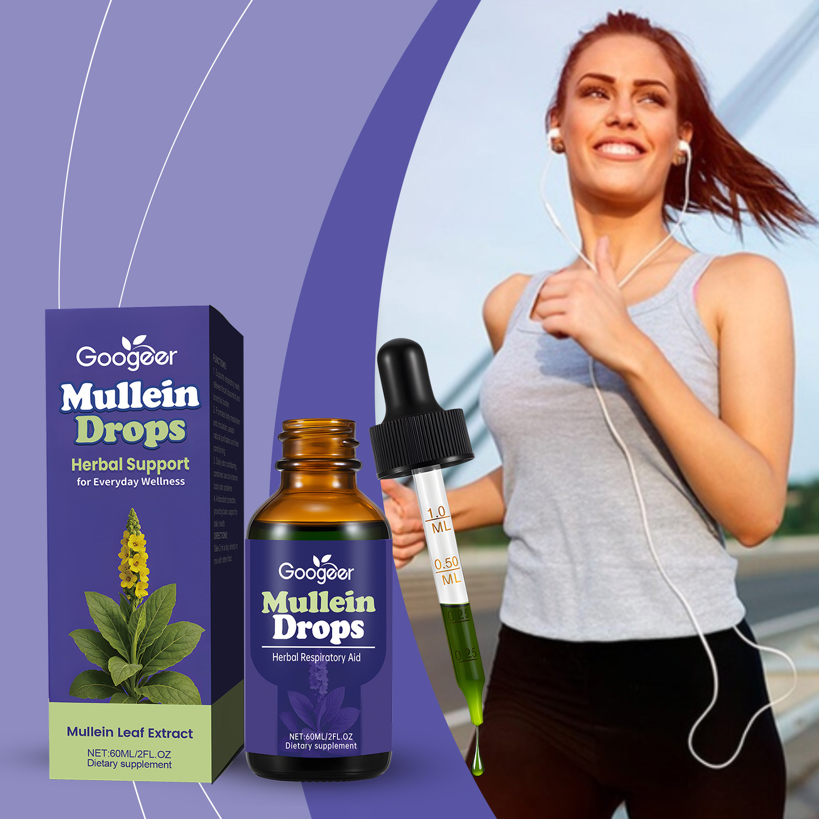 Extracto de Hierba Natural Puro Premium 60ml 2fl Oz Gotas L&iacute;quidas de Hoja de Gordolobo Suplemento Diet&eacute;tico Diario Para Adultos Gotas