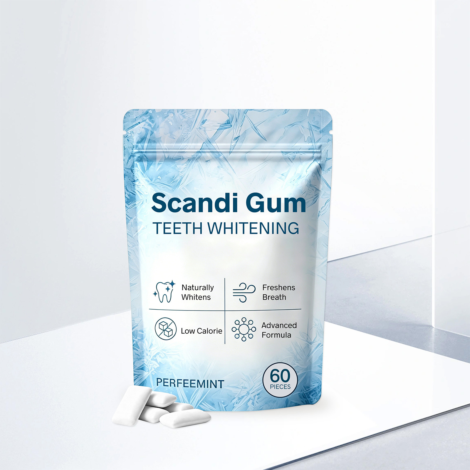 Scandi Gum Teeth Whitening Chewing Gum Mint Flavor Fresh Breath Protection Anti-bad Breath Low Calorie Portable Oral Care
