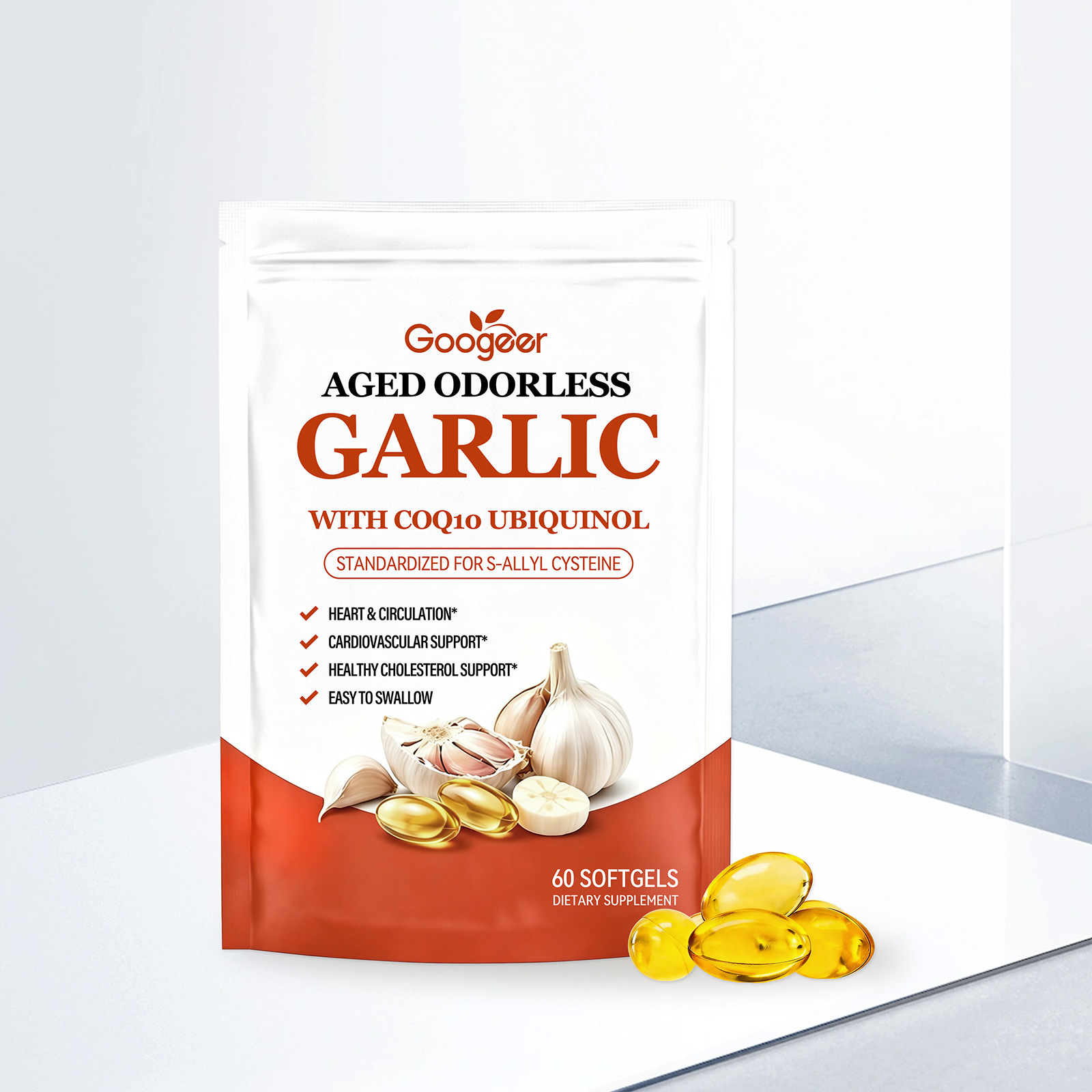 Premium Aged Odorless Garlic Softgels Supplement With Coq10 Ubiquinol Support Heart Vascular Health Daily Softgels