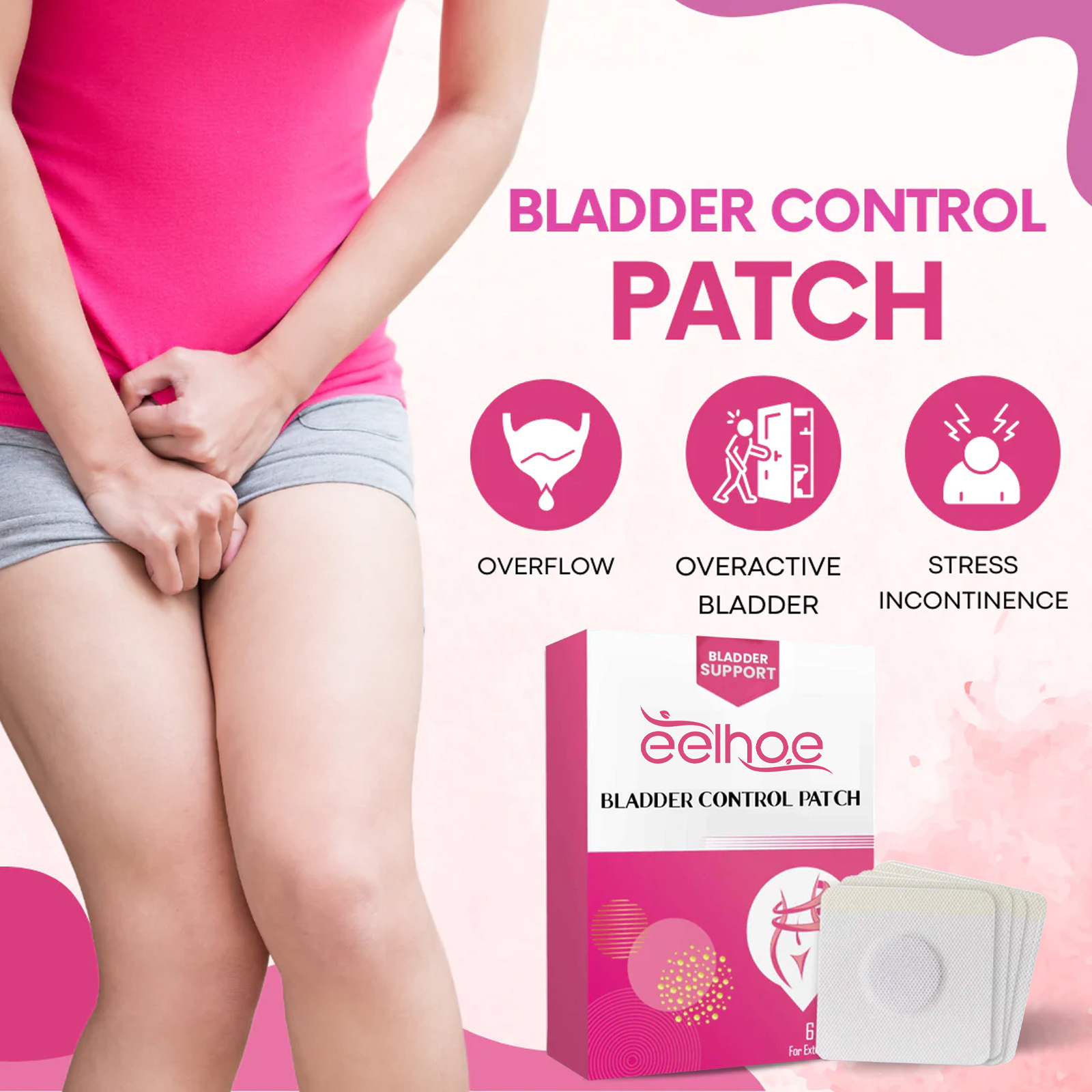 Patch de soin corporel &agrave; l'extrait d'herbes naturelles tr&egrave;s vendu, patch abdominal doux pour le confort et le soutien quotidiens de la vessie