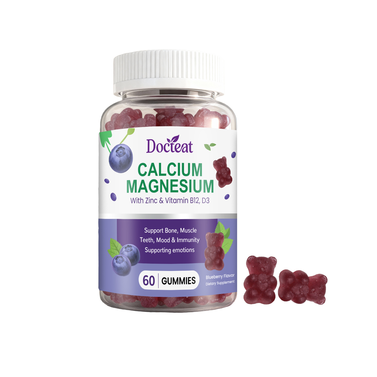 Improved Bone Density Soft Candy Calcium Magnesium Zinc & Vitamins B12/d3 Supplement For Skeletal Muscle Health