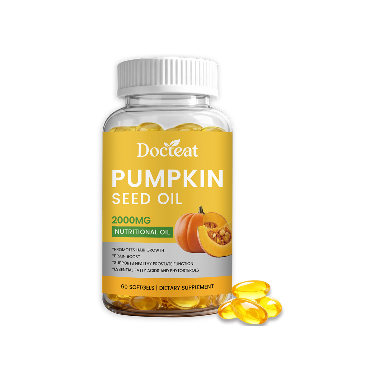 Pumpkin Seed Oil Softgel Capsules 60 Count Gentle Ingredients Daily Dietary Supplement Nourishes The Body Hair Care