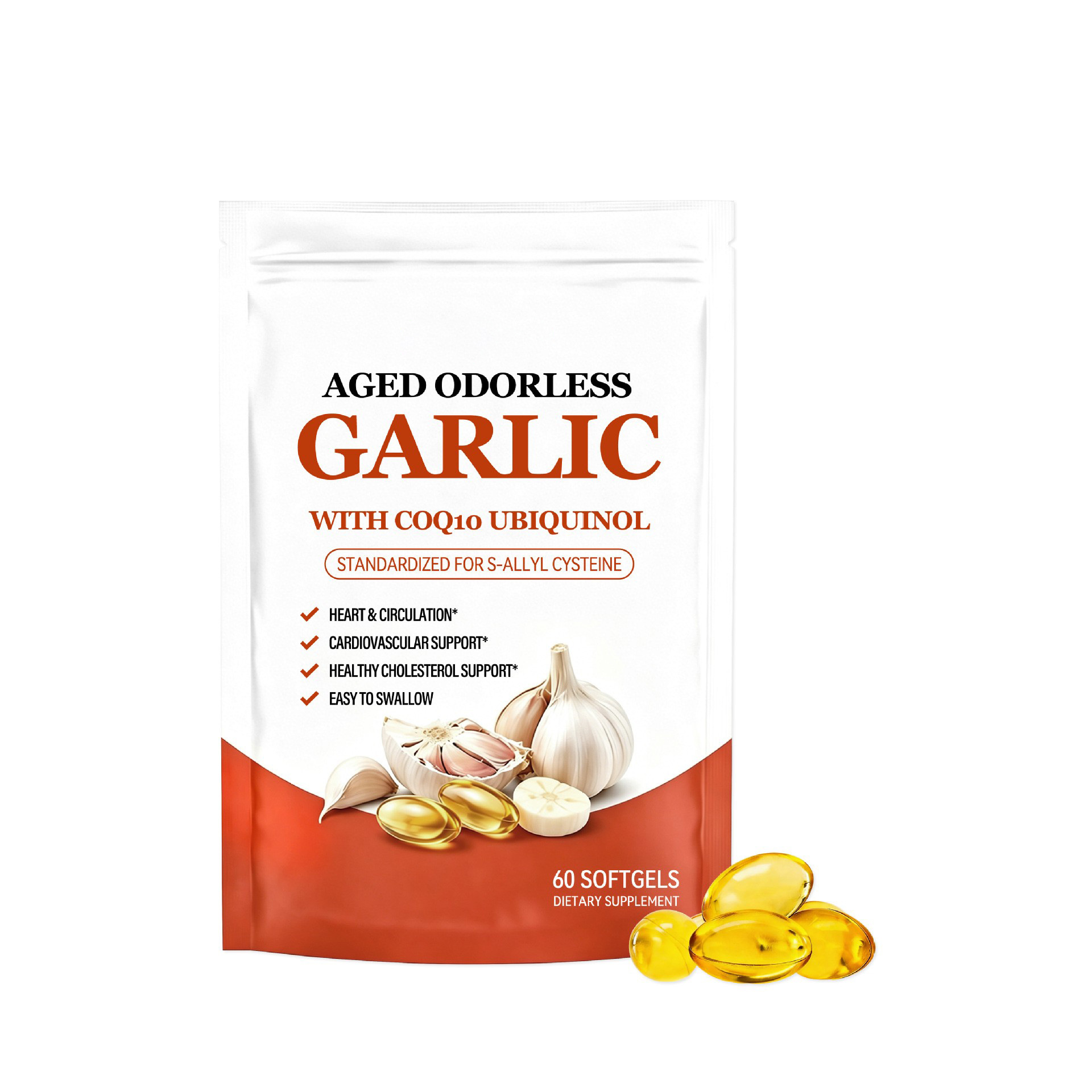 Odorless Garlic Coenzyme Softgel Capsules Gentle Formula Body-nourishing Circulatory Bone Health Support Oem Product