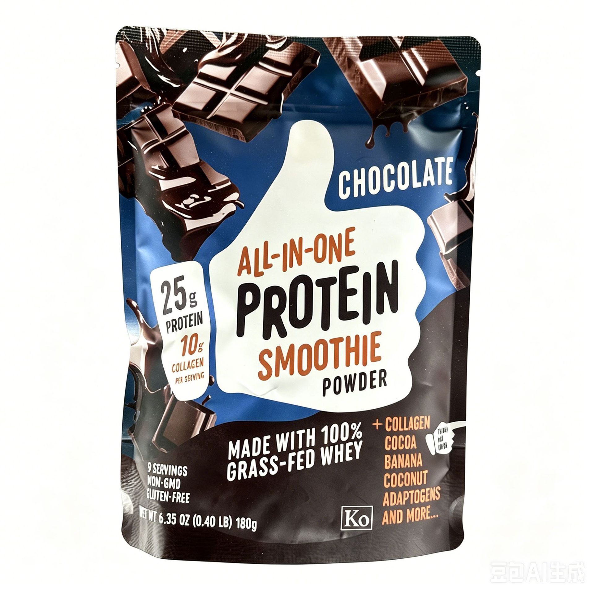 Suplemento nutricional diario en polvo para batidos de prote&iacute;na de suero de leche de vacas alimentadas con pasto con col&aacute;geno, chocolate premium todo en uno