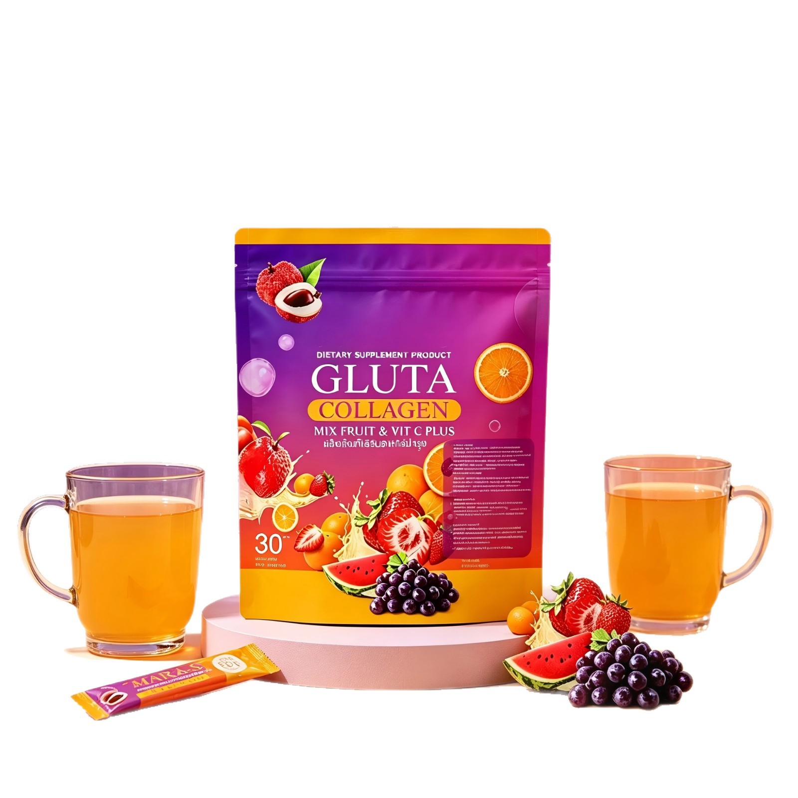 Mixed Berry Glutathione Vc Instant Dietary Supplement Powder For Adults Cross-border Foreign Trade Mar-s Glutacollagen