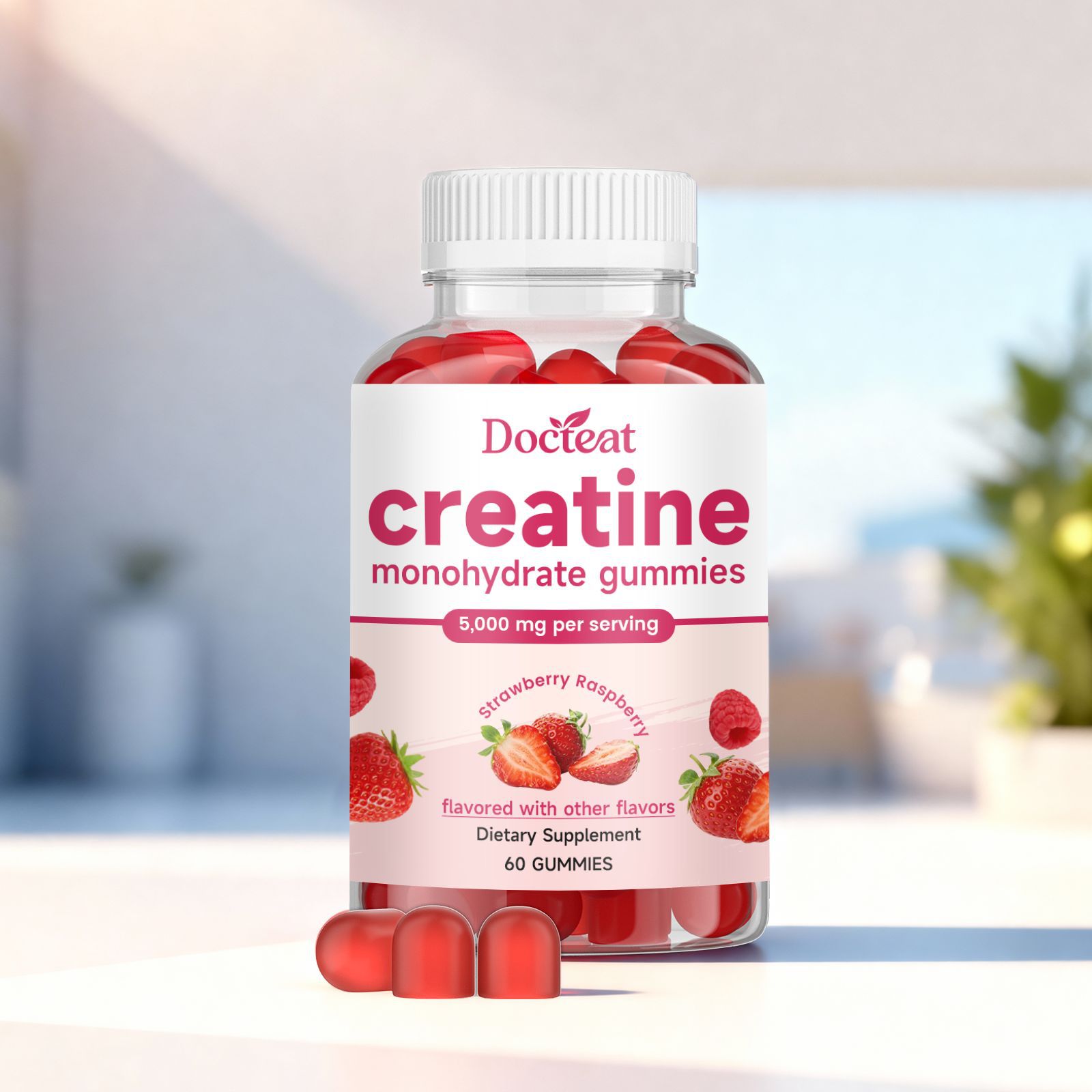 Creatine Energy-boosting Gummies 60 Count For Leg Muscle Care Enhanced Fitness Performance & Sports Nutrition