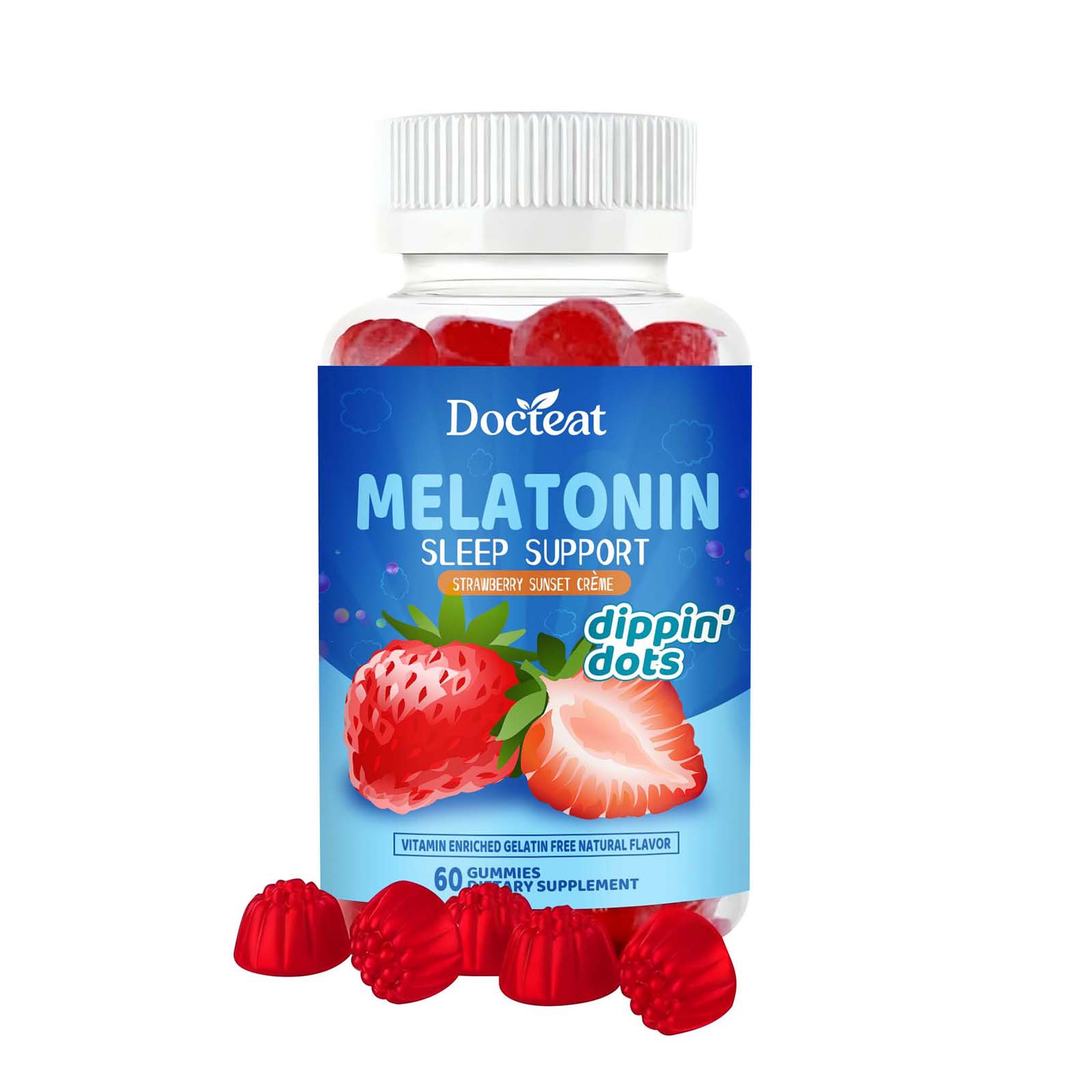 Premium Strawberry Melatonin Sleep Support Gummies For Adults Night Rest Nutritional Wellness