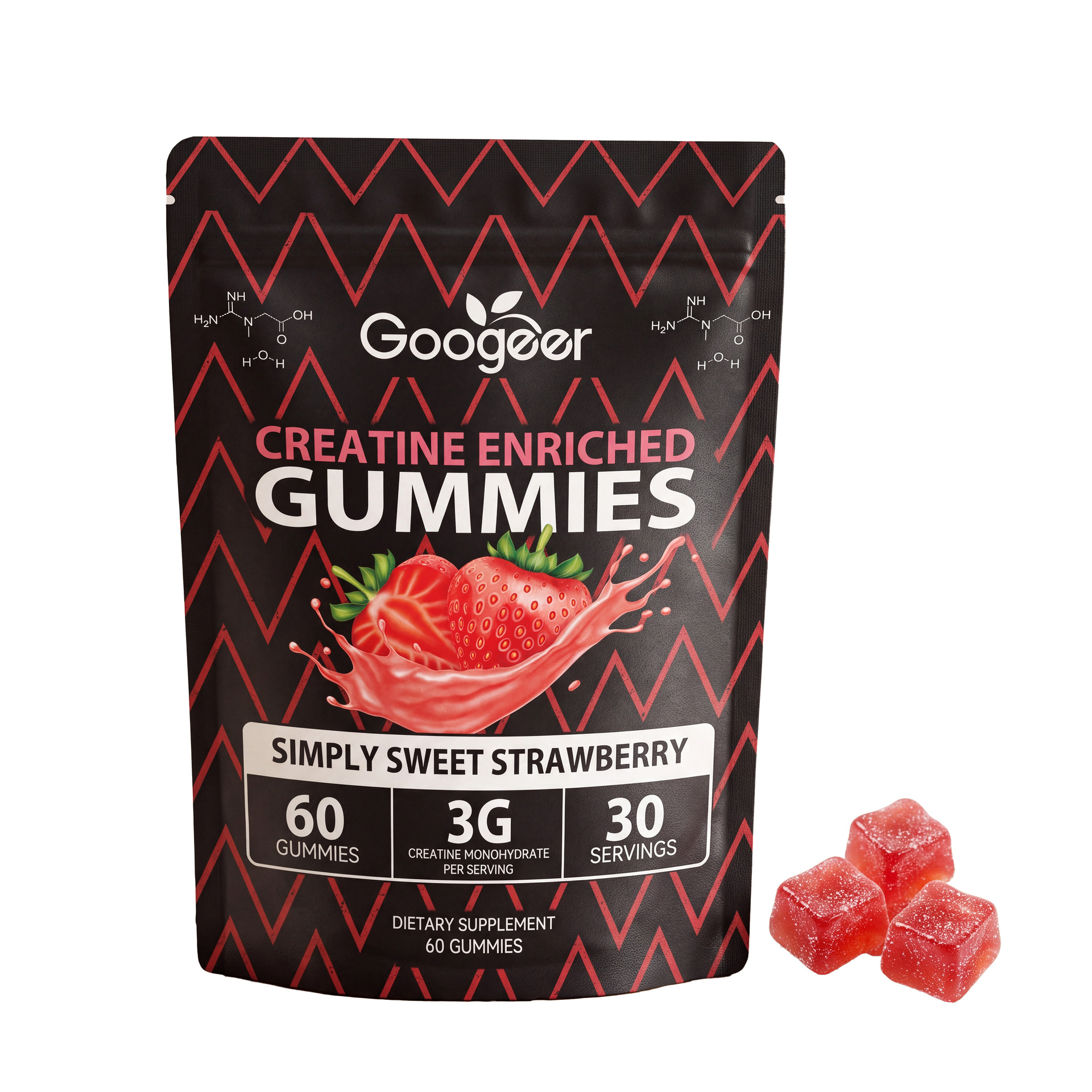 Premium Sweet Strawberry Flavor Chewable Gummies With Creatine Monohydrate For Daily Dietary Nutrition