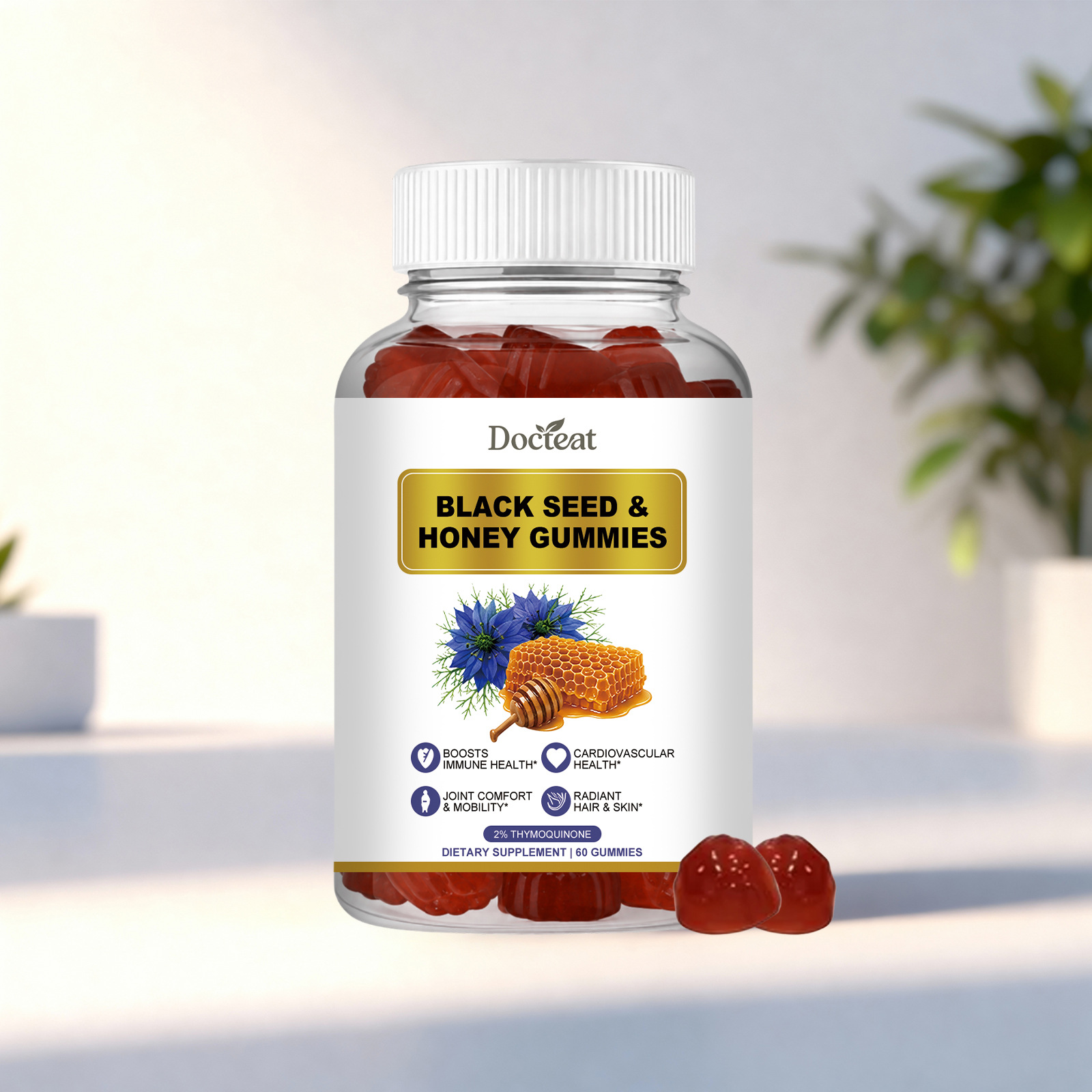 Bonbon g&eacute;lifi&eacute; &agrave; m&acirc;cher sucr&eacute; premium avec extrait de miel de nigelle pour une nutrition alimentaire quotidienne