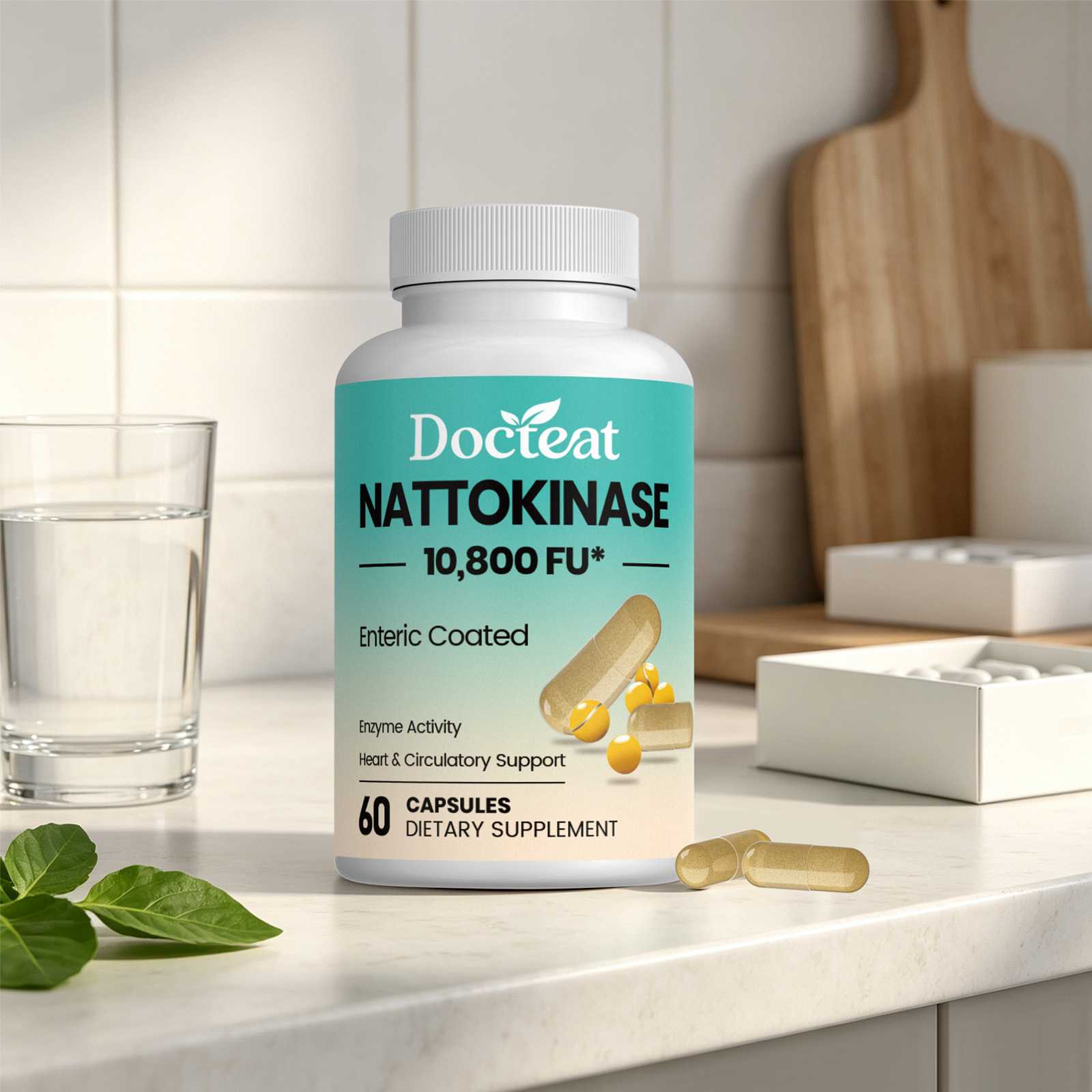 G&eacute;lules gastro-r&eacute;sistantes de qualit&eacute; sup&eacute;rieure avec enzyme nattokinase pour une utilisation nutritionnelle di&eacute;t&eacute;tique quotidienne